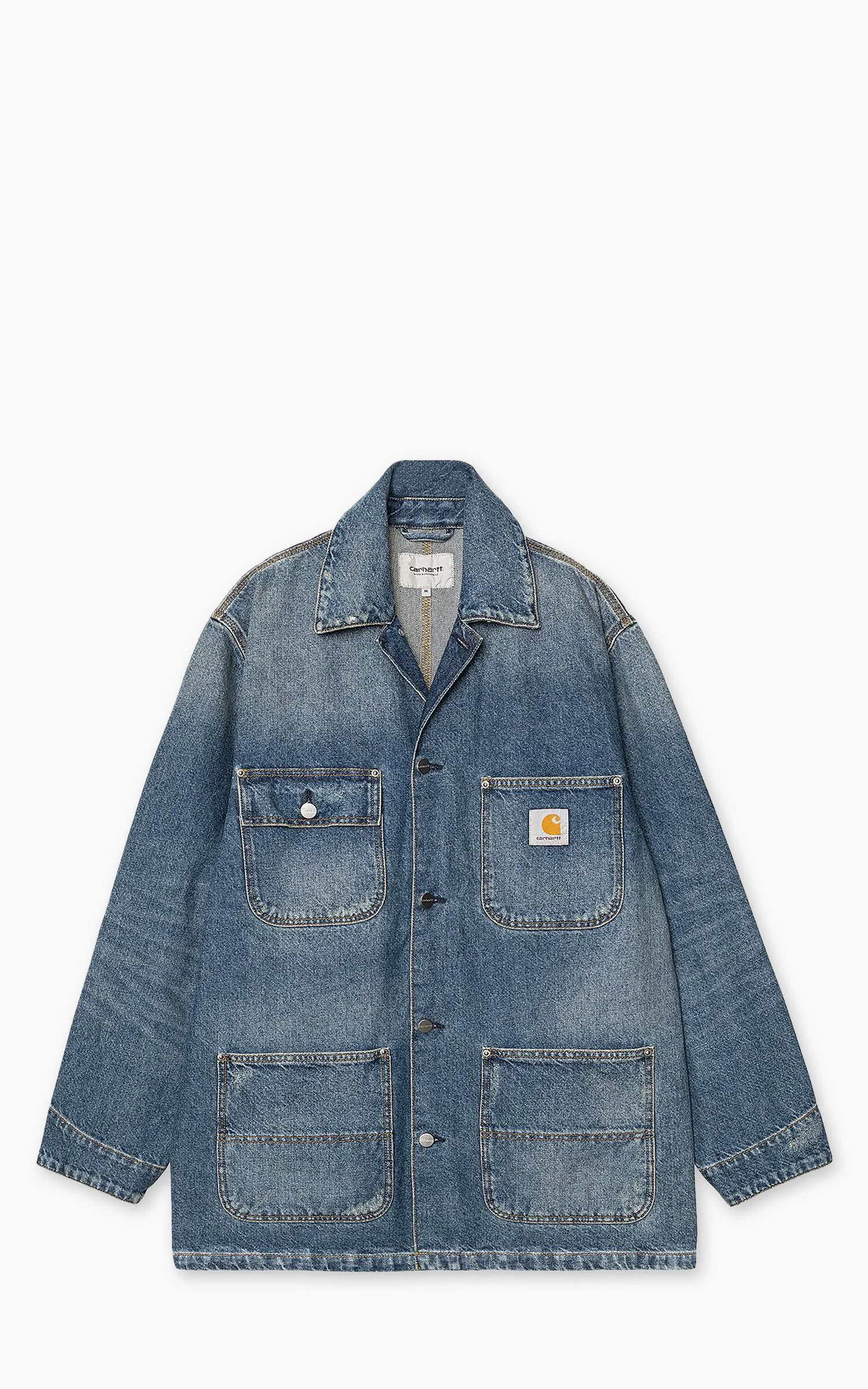 CARHARTT WIP ADEN CHORE COAT BRADENTON DENIM BLUE GRIND WASH - 1
