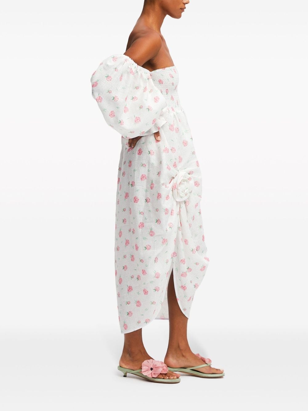 Atlanta rose-print linen dress - 4