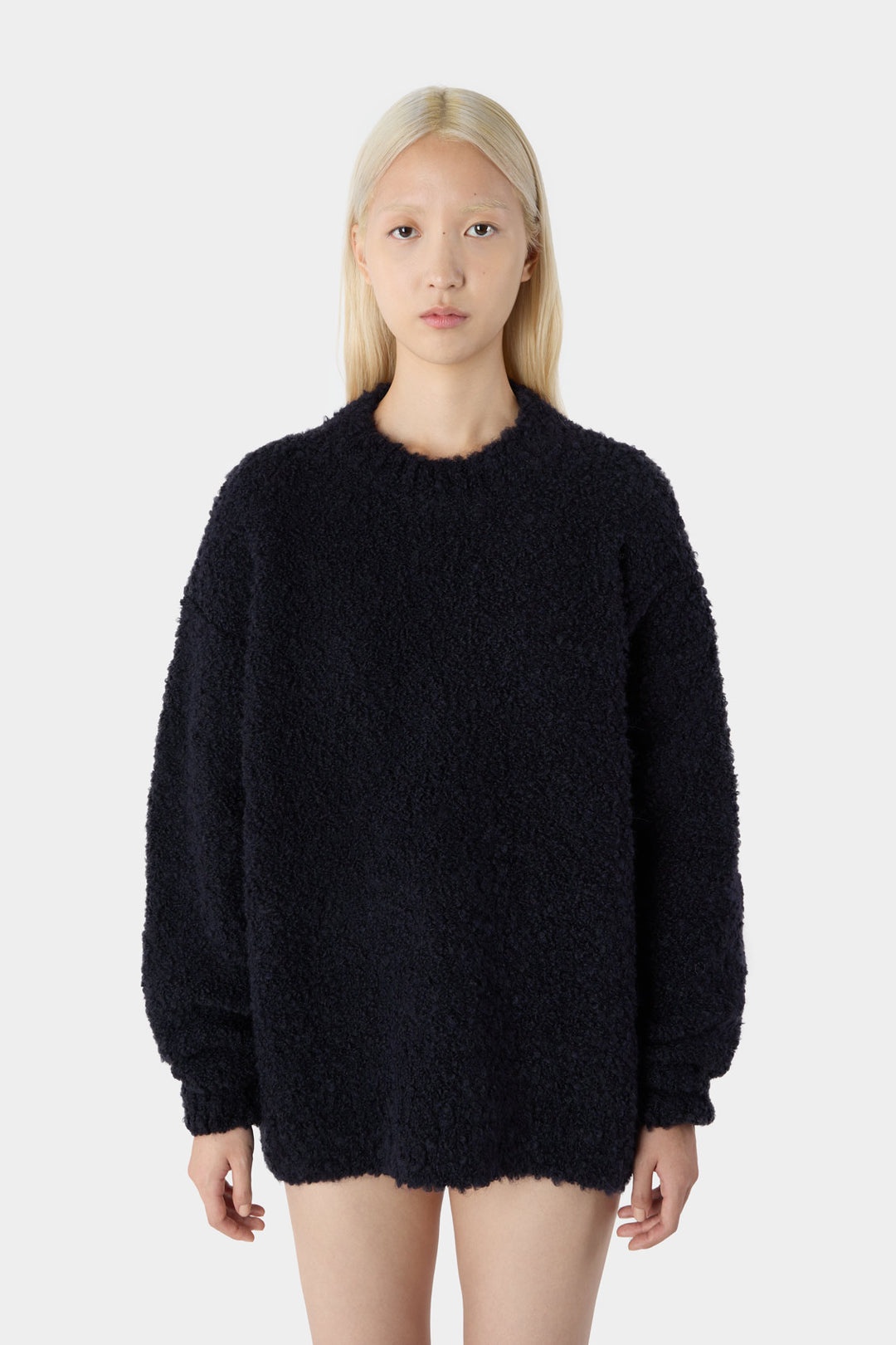 ASTRAKAN ROUND NECK SWEATER / dark navy - 2