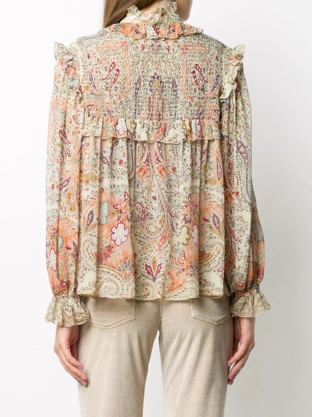 paisley print silk blouse - 4