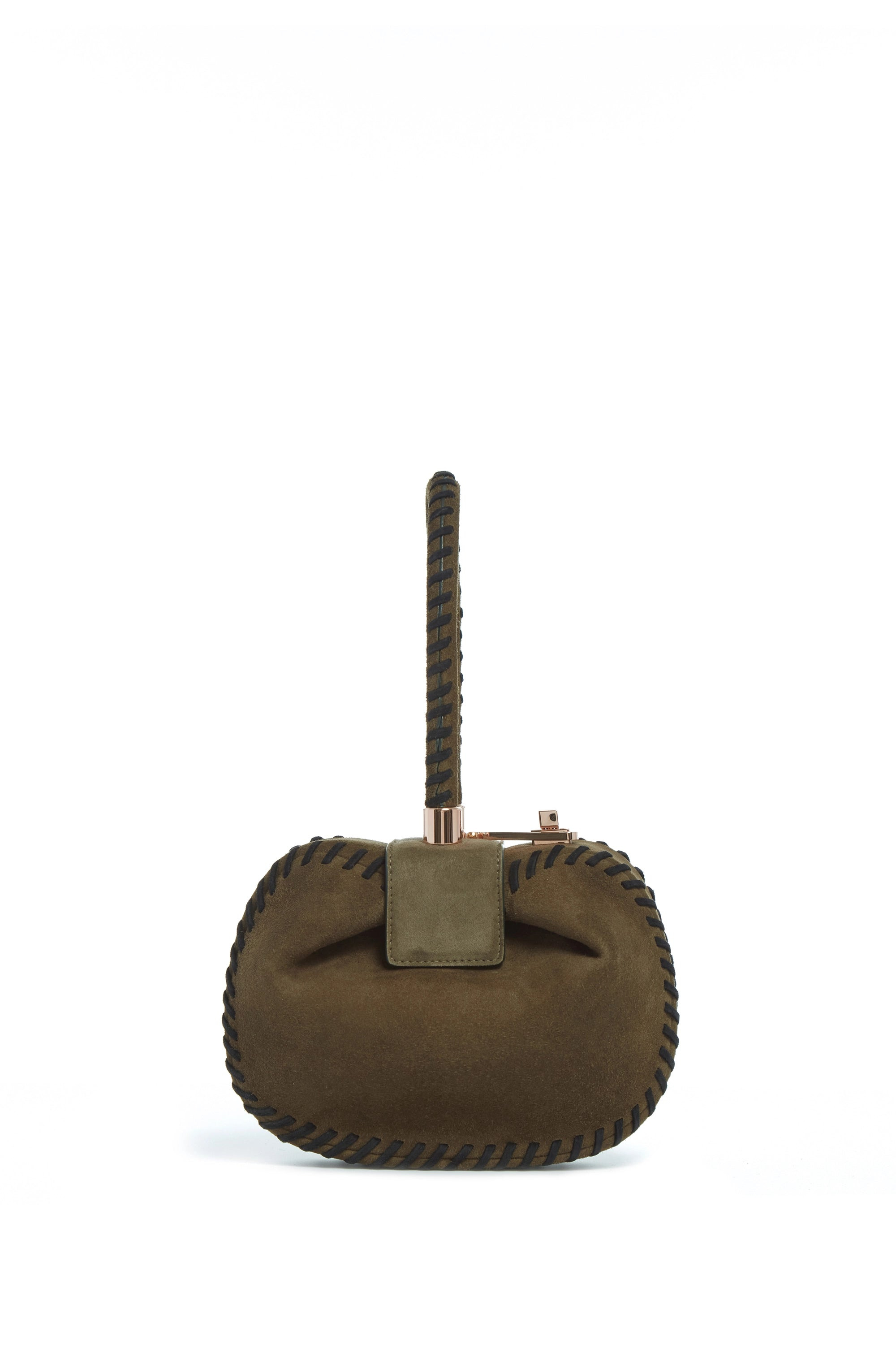 Whipstitch Demi Bag in Olive Suede - 2