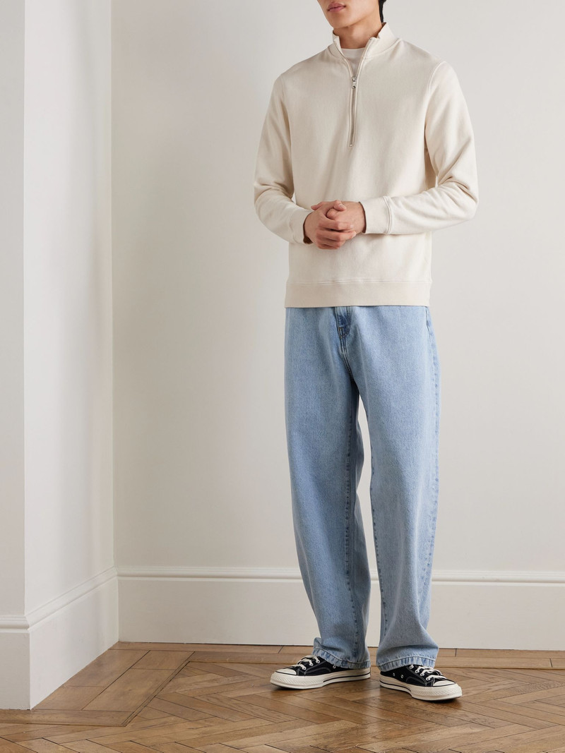 Sunspel Cotton-Jersey Half-Zip Sweatshirt Beige outlook