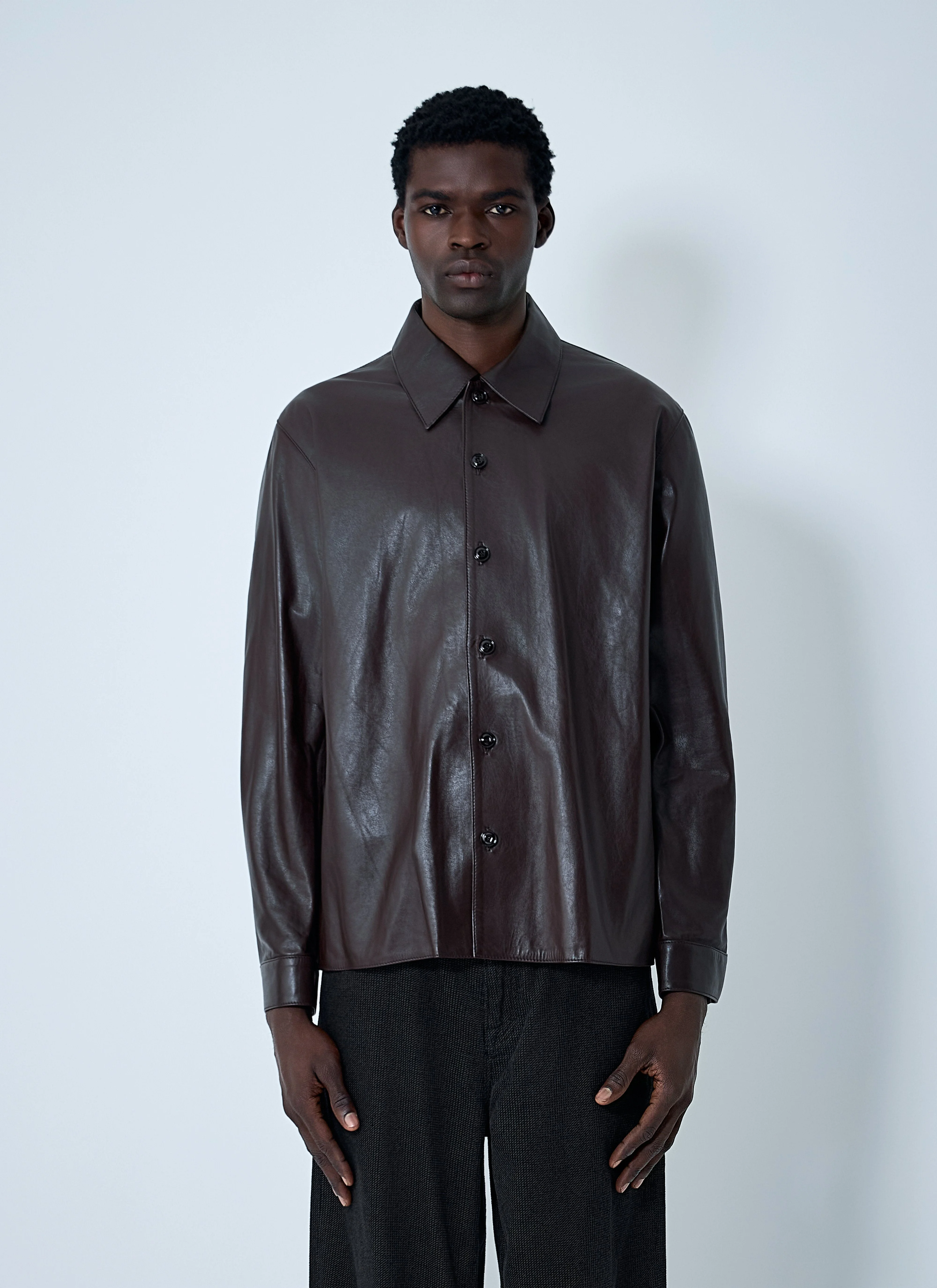 Our Legacy Men Leather Shirt - 1