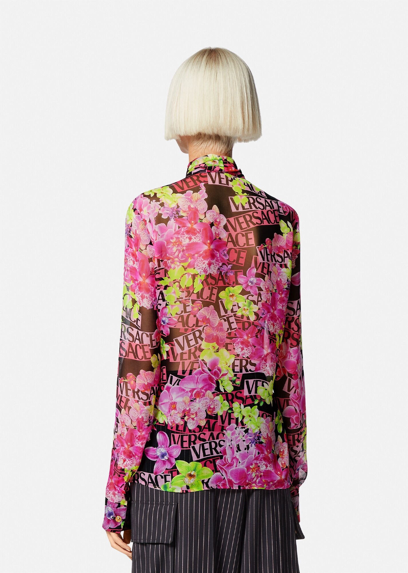 Logo Orchid Silk Shirt - 4