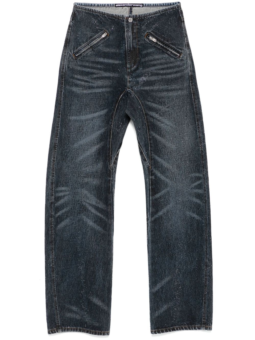 rhinestone-embellished jeans - 1