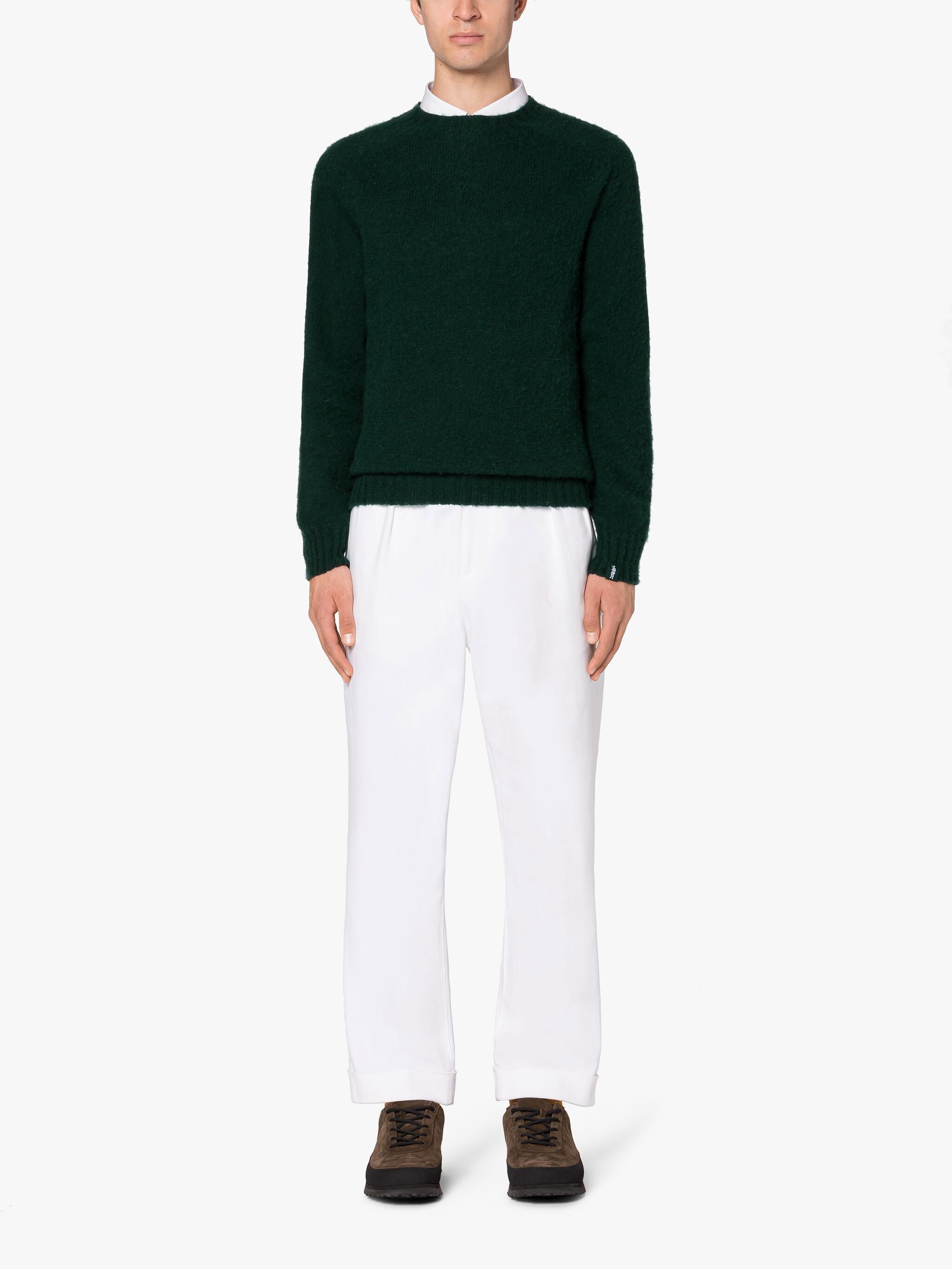 HUTCHINS DARK GREEN WOOL CREWNECK SWEATER - 1