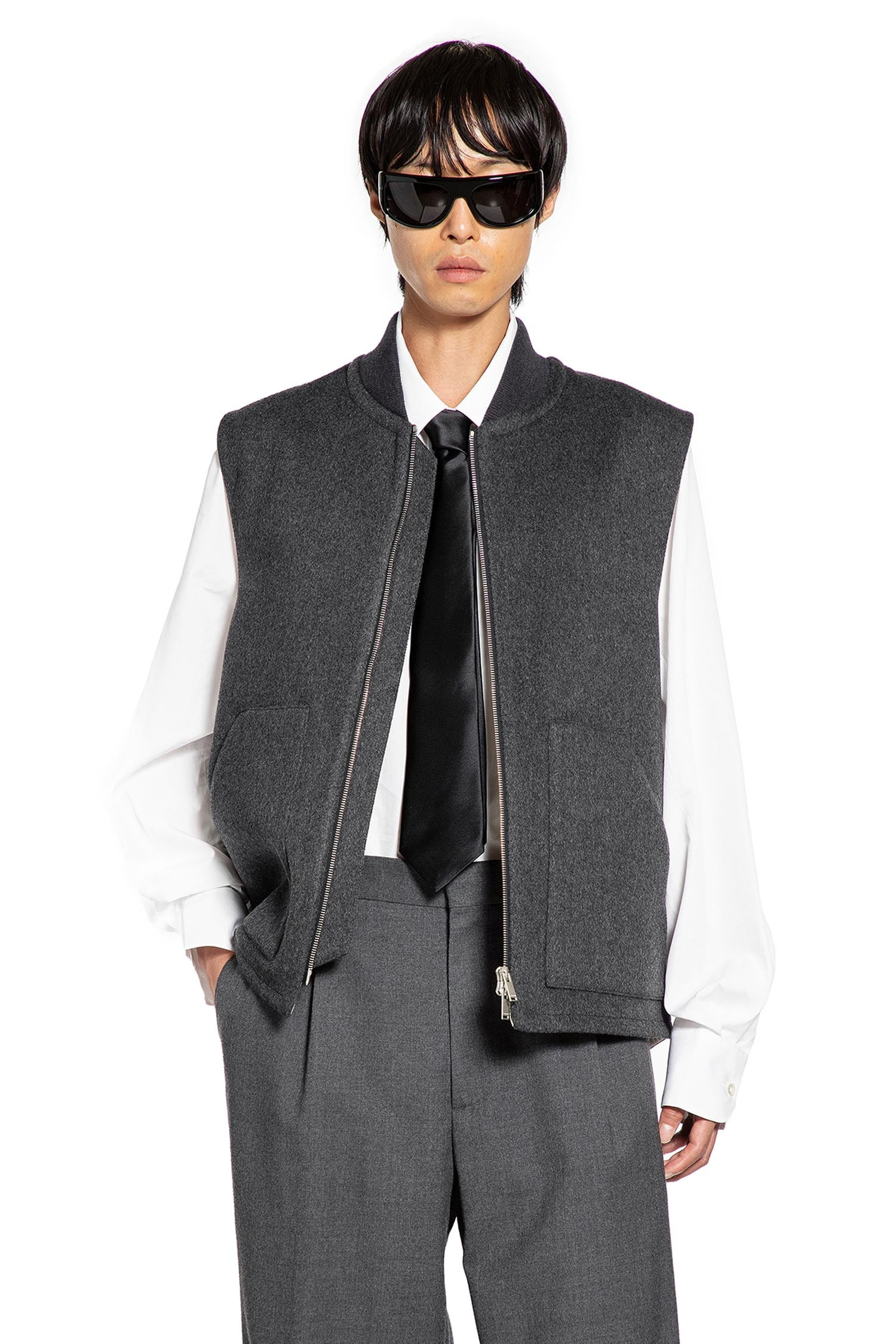 Wool Felt Bomber Vest - 6