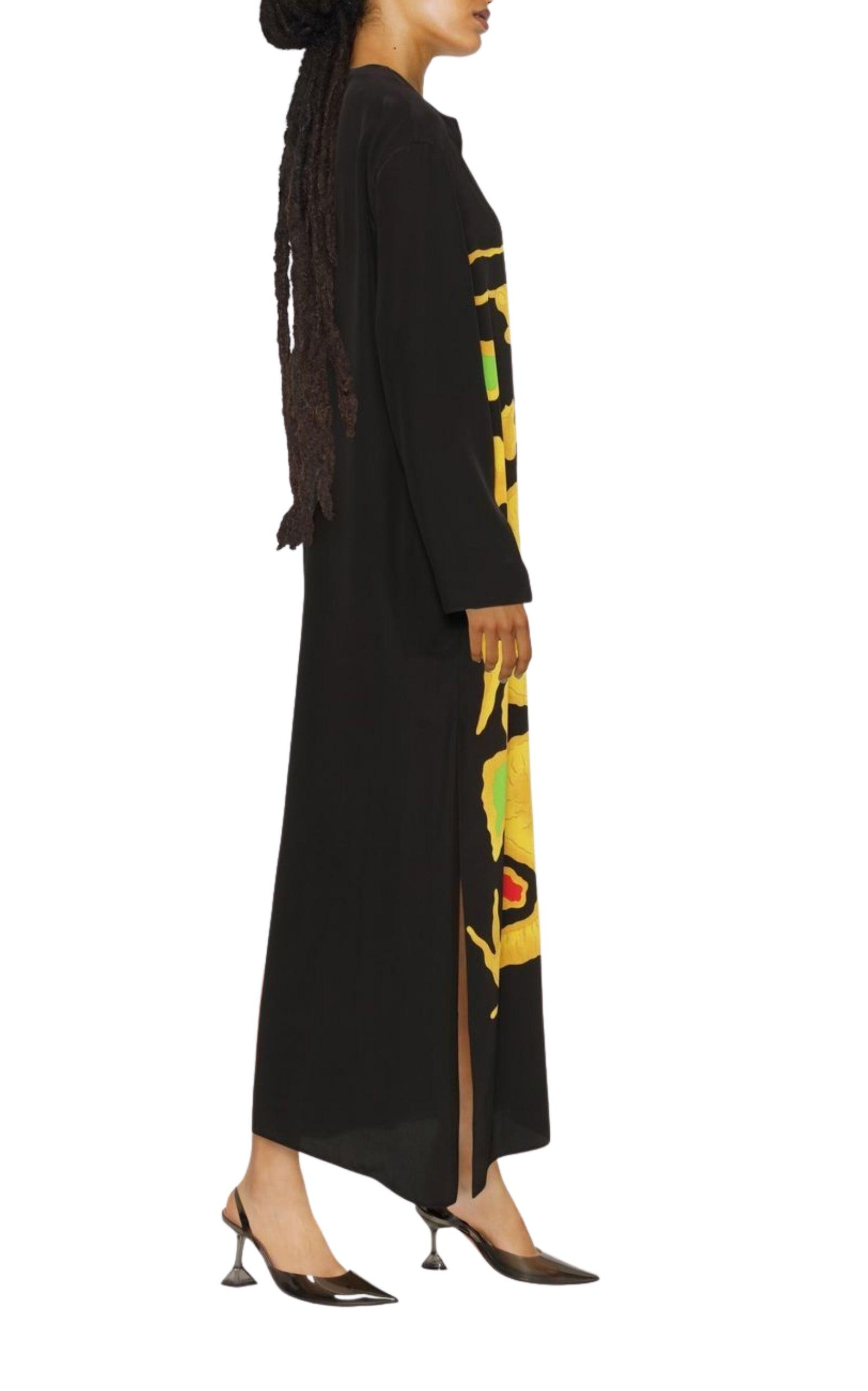 Graphic Print Silk Maxi Dress - 3