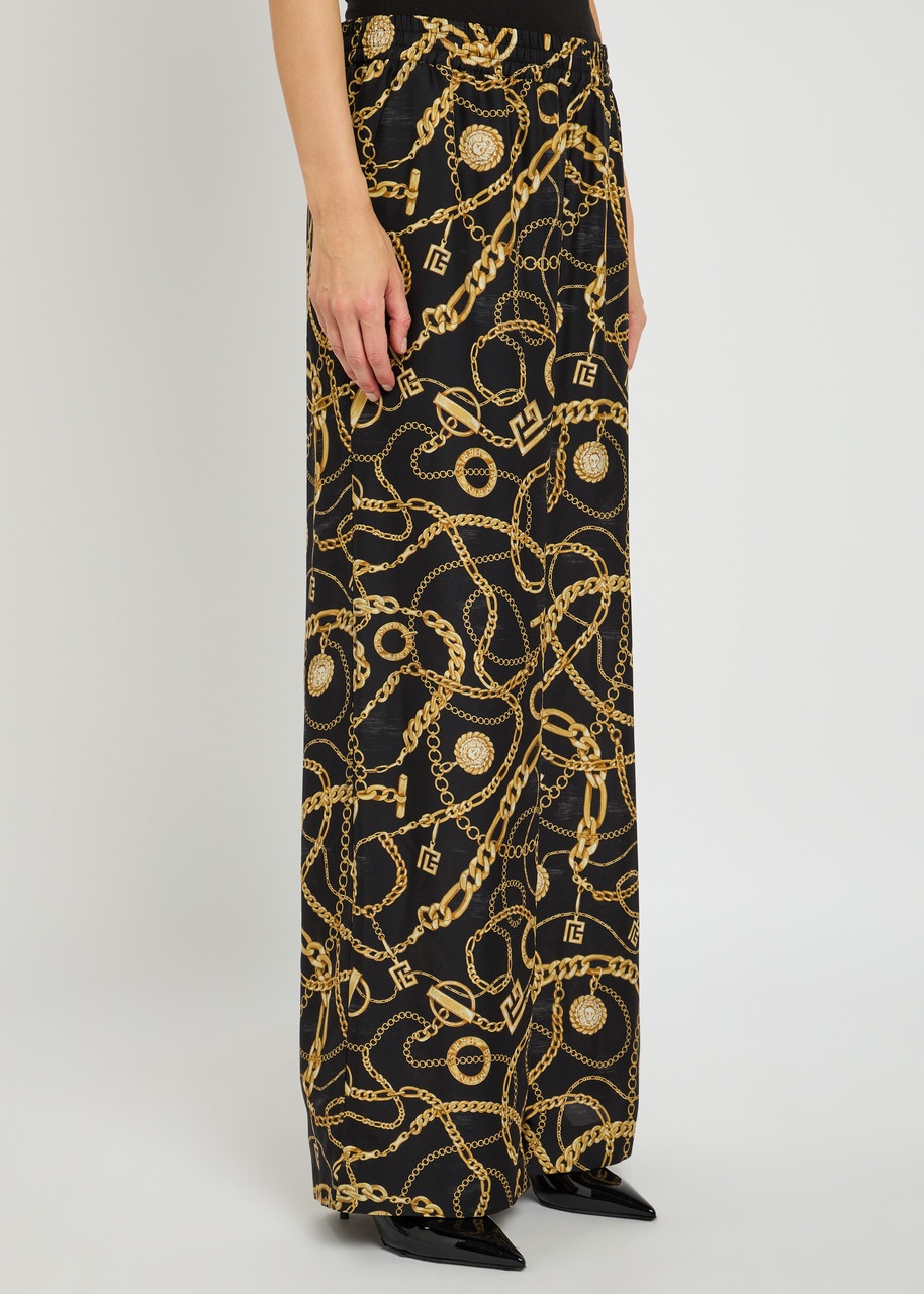Balmain Printed Silk Trousers - 2