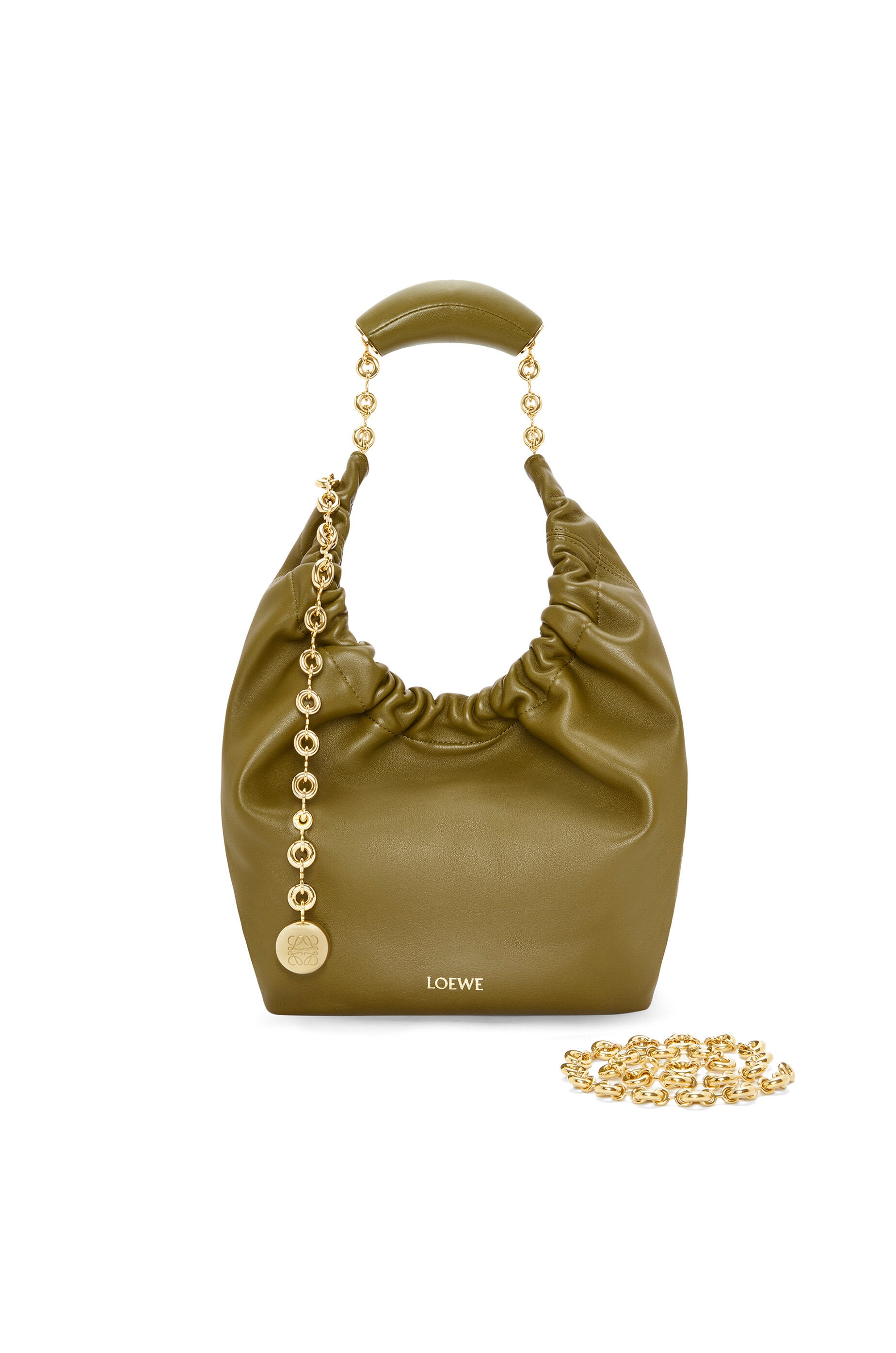 Small bucket bag in pleated nappa leather