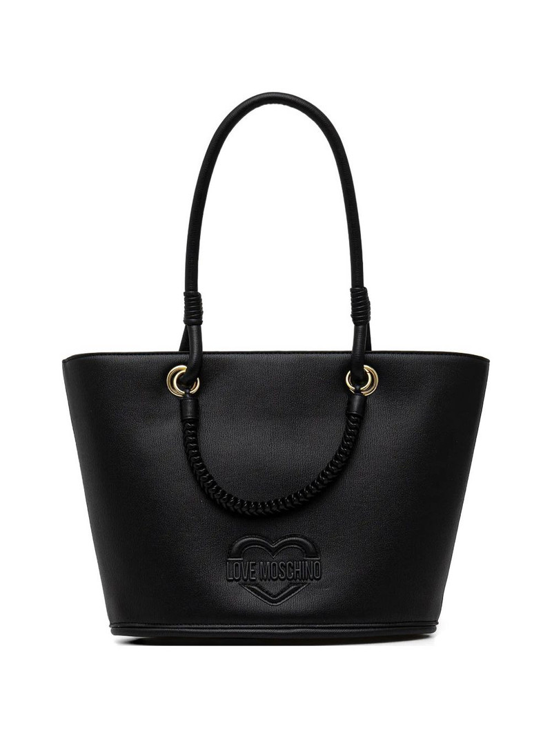 braided-handle heart-detail tote bag 1