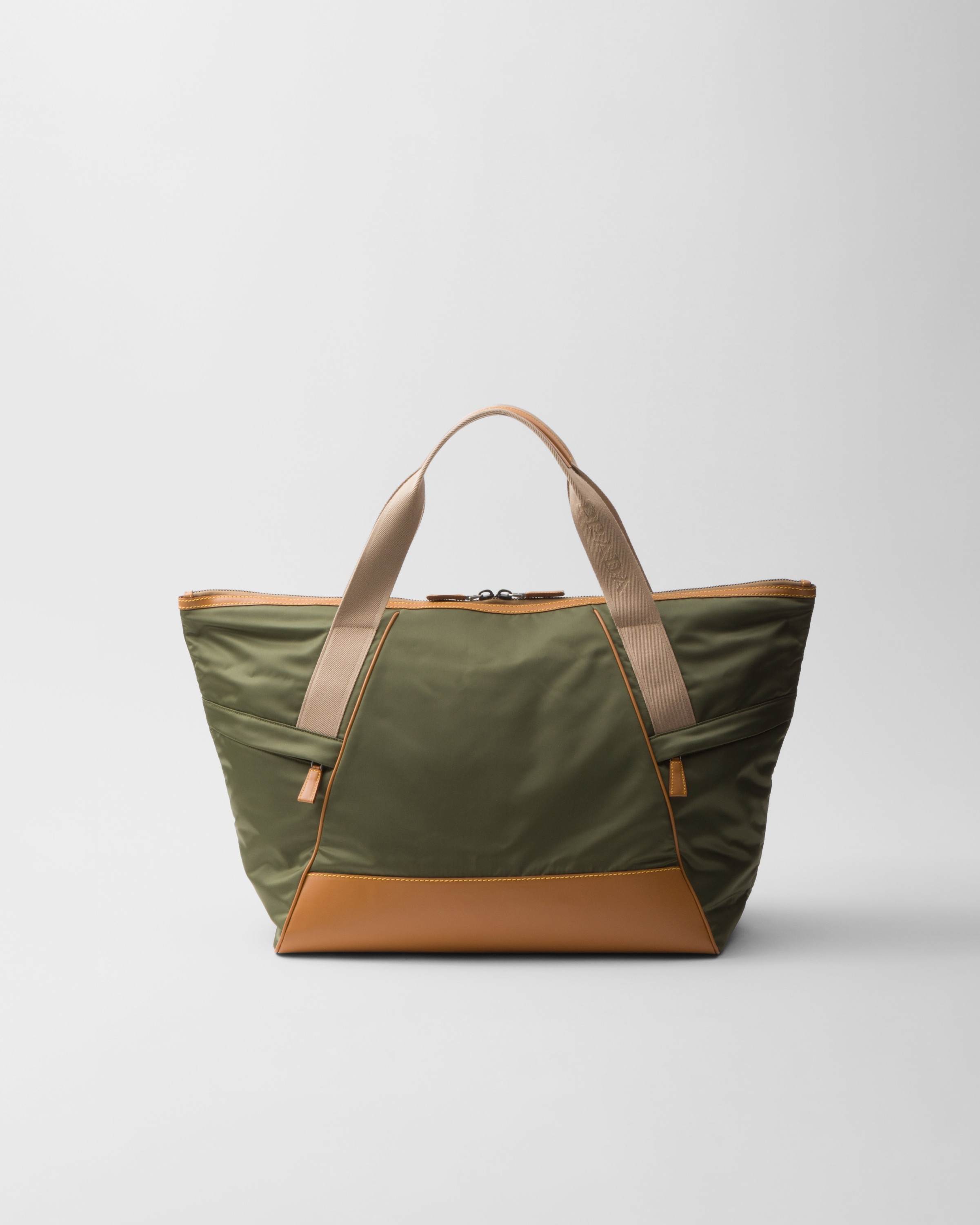 Re-Nylon and leather duffel bag - 3