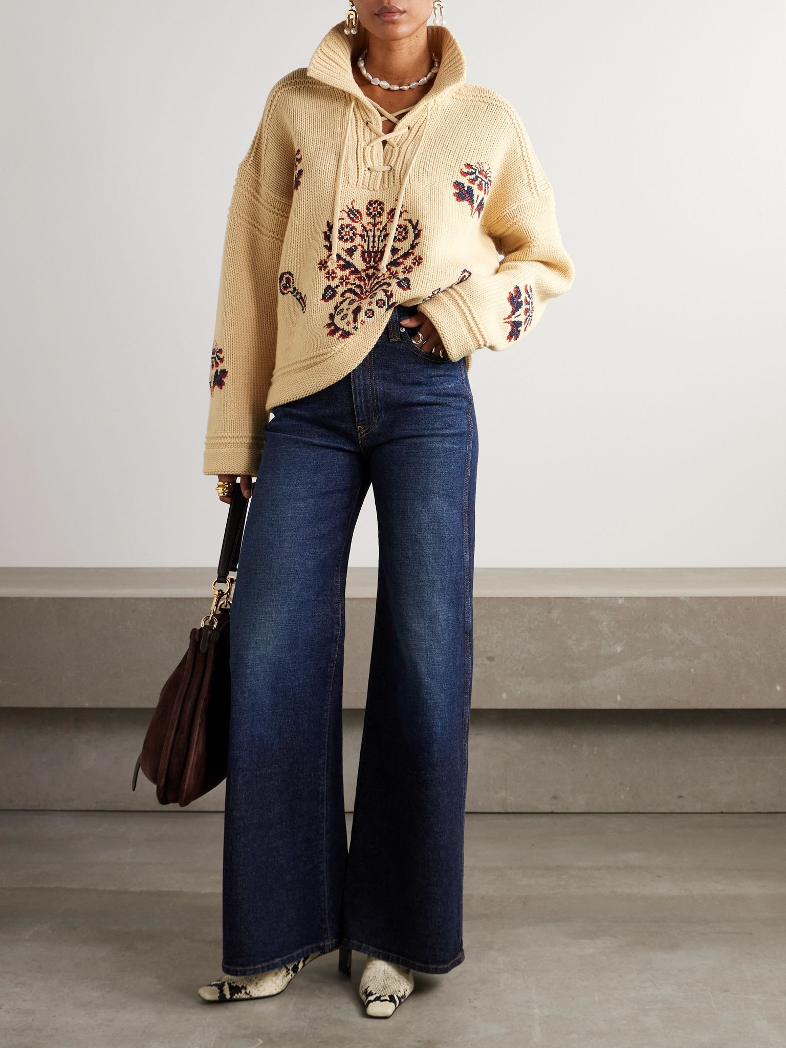 Wool and cashmere-blend polo sweater Beige - 2