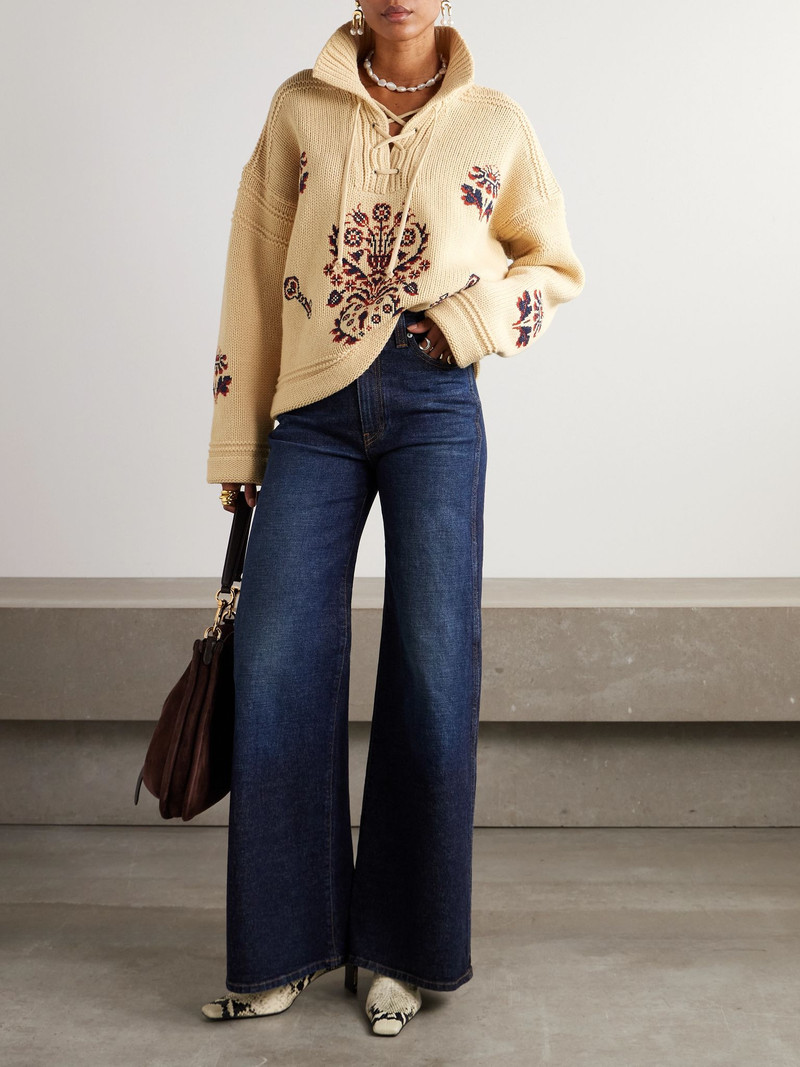 Etro Wool and cashmere-blend polo sweater Beige outlook