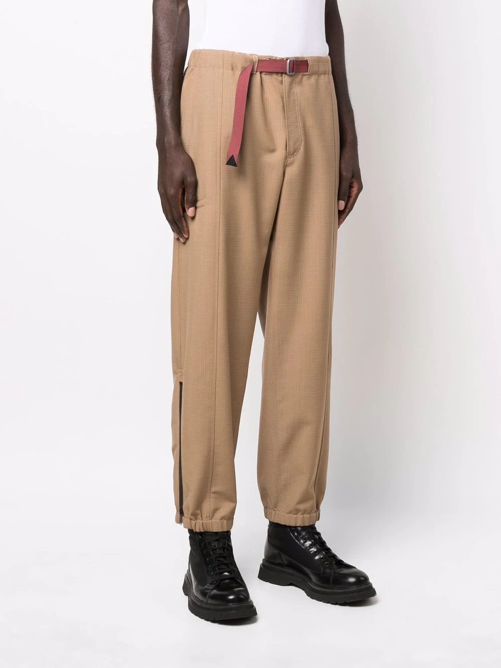 belted-waist tapered trousers - 3