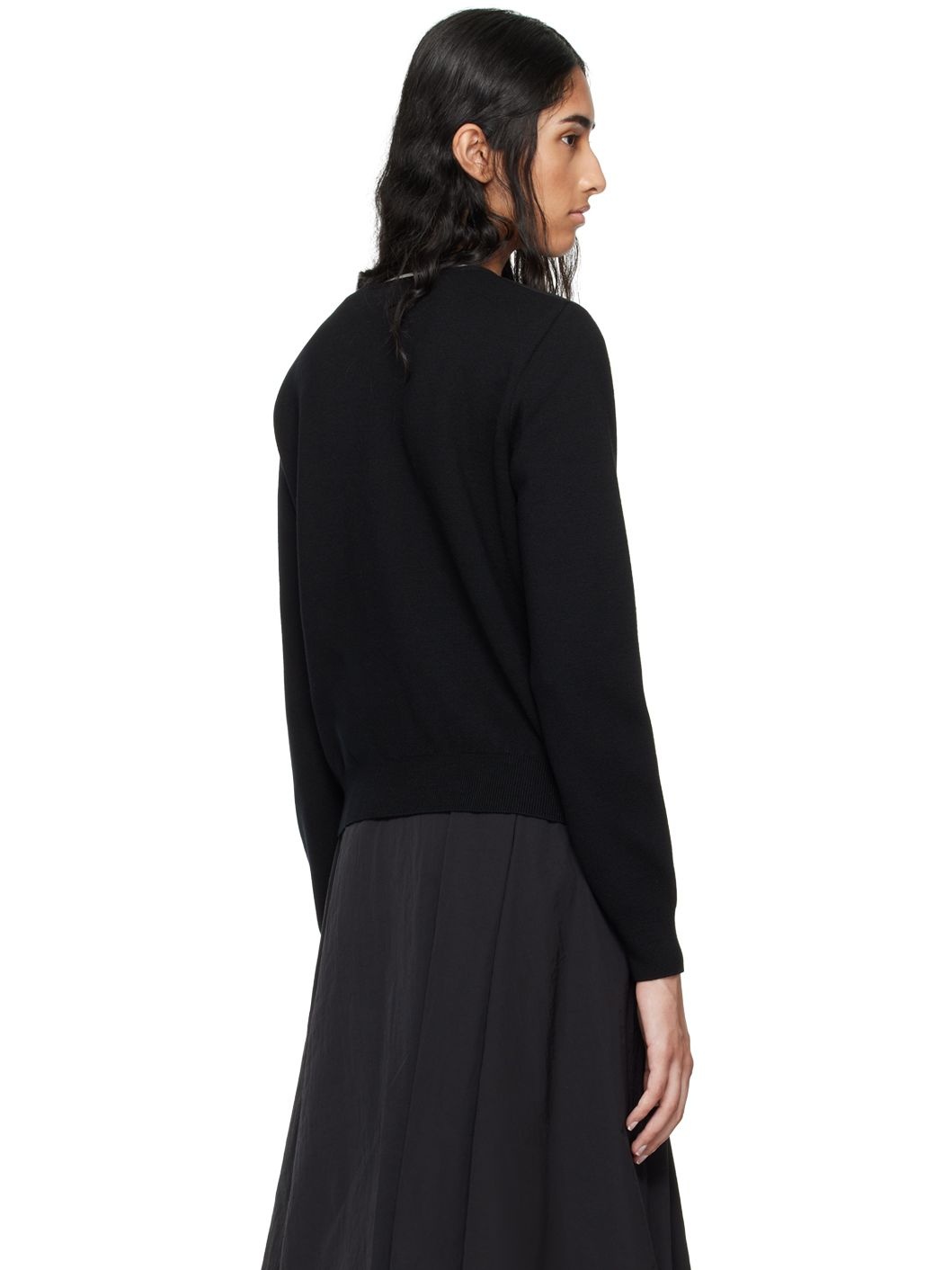 Black Paneled Down Cardigan - 3