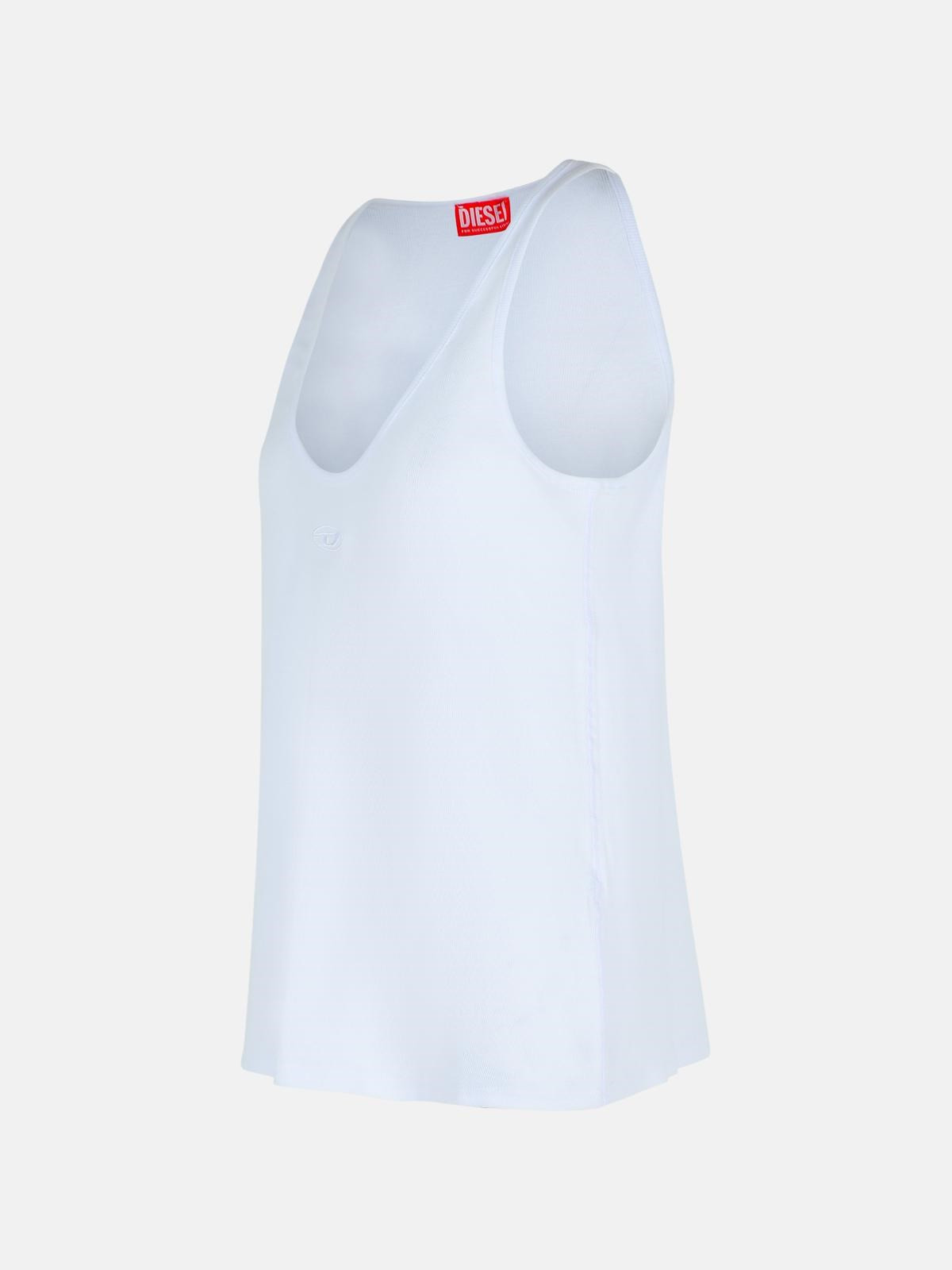 WHITE COTTON BLEND TANK TOP - 2