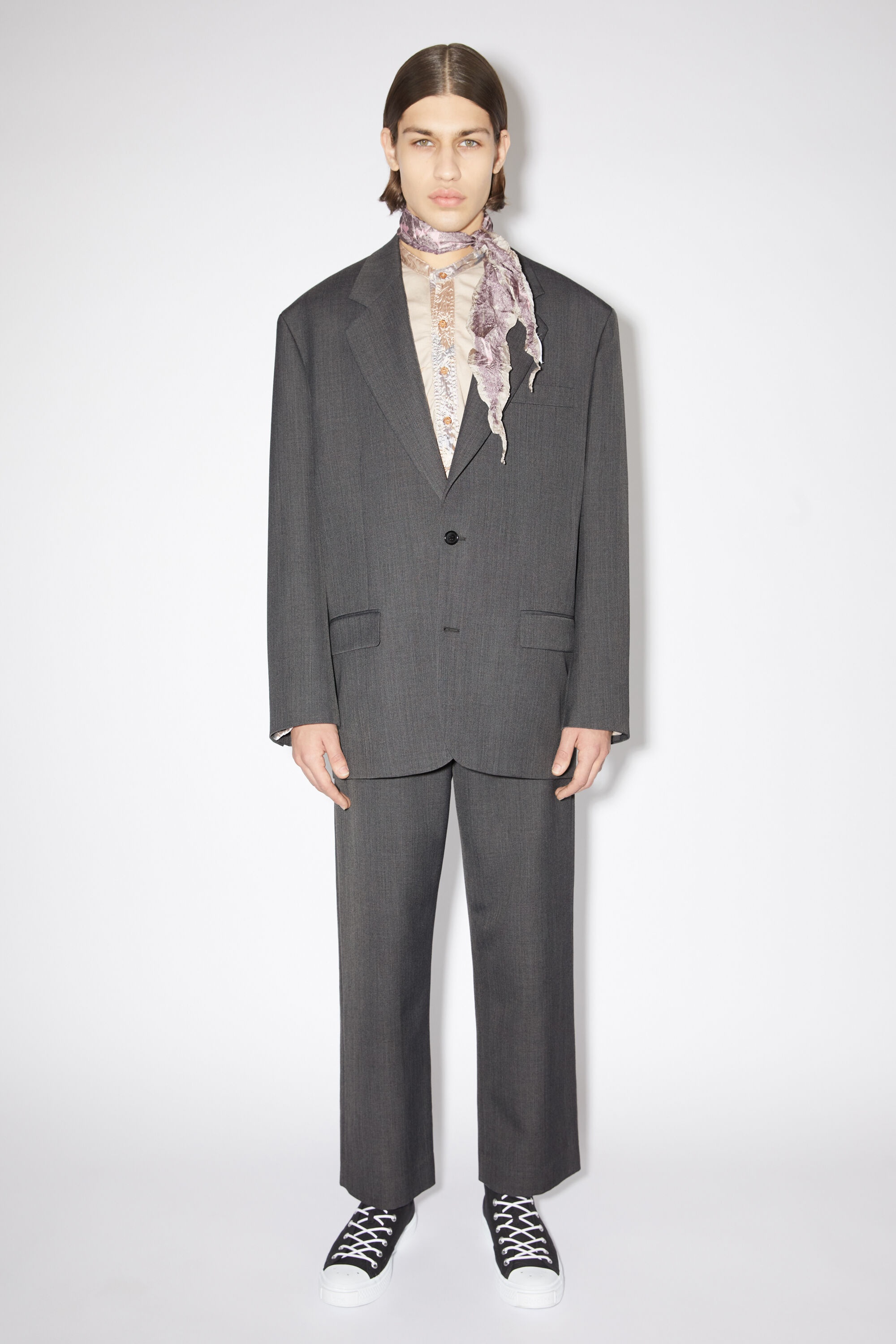 Relaxed fit suit jacket - Dark grey melange