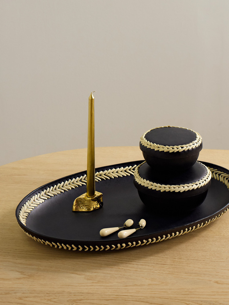 HUNTING SEASON Whipstitched Leather Tray outlook