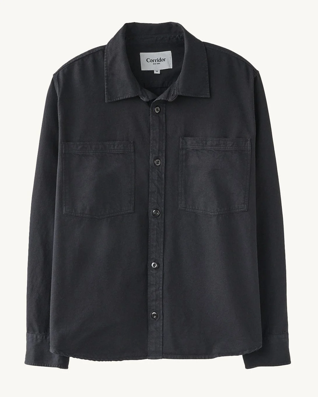 GARMENT DYE TWILL LS - BLACK - 1