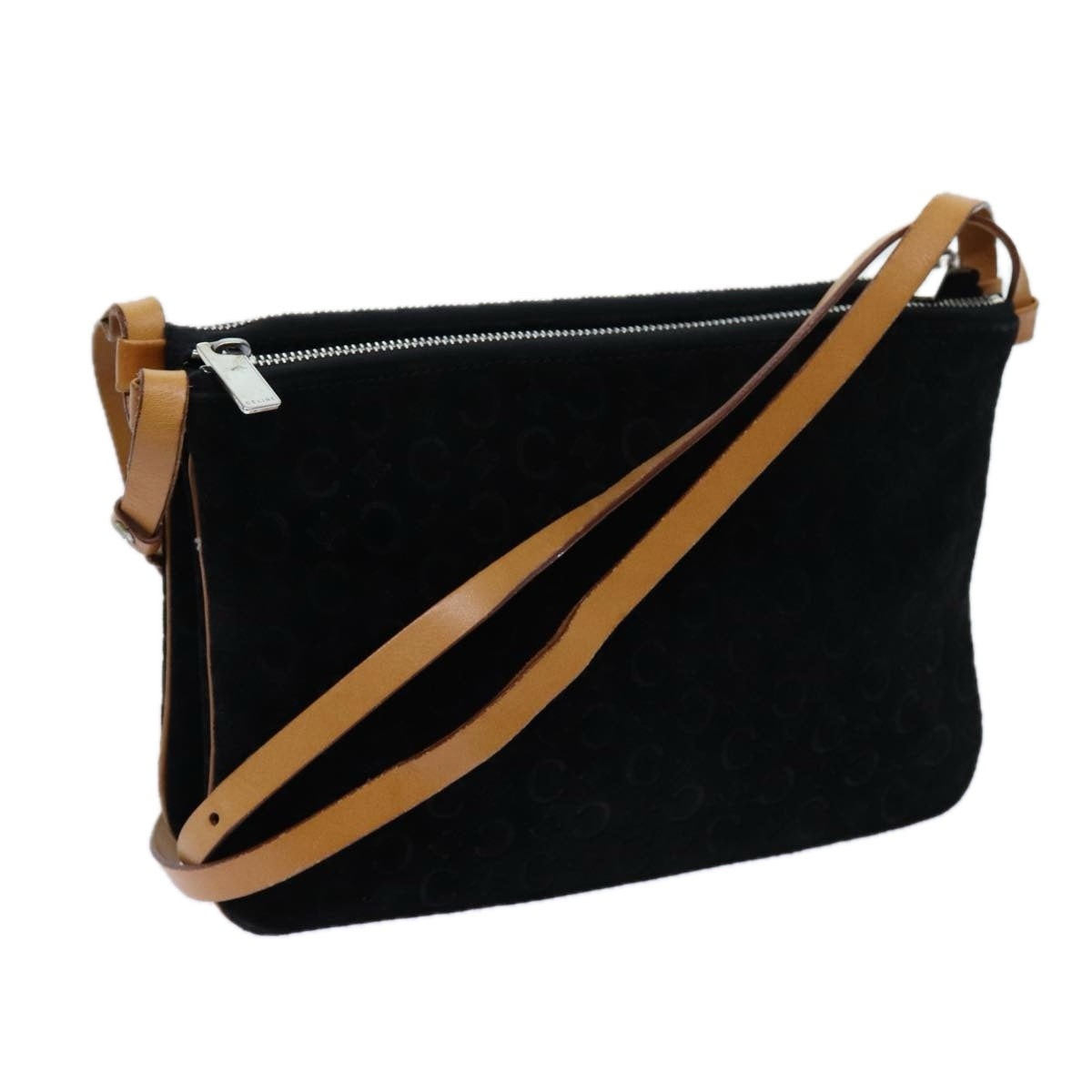 CELINE C Macadam Canvas Shoulder Bag Black - 1