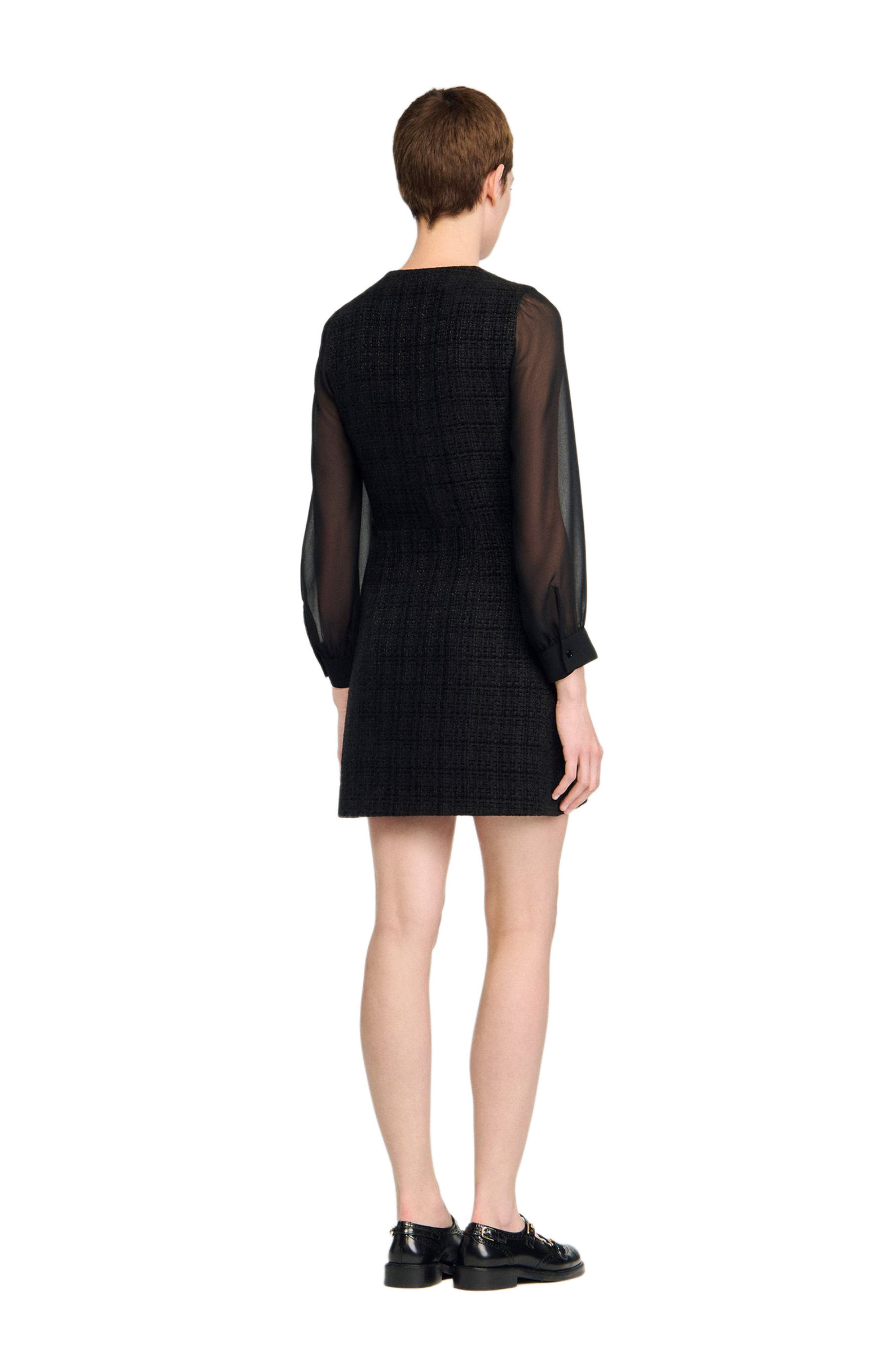 SANDRO Long-sleeved short dress in Black at Nordstrom - 3