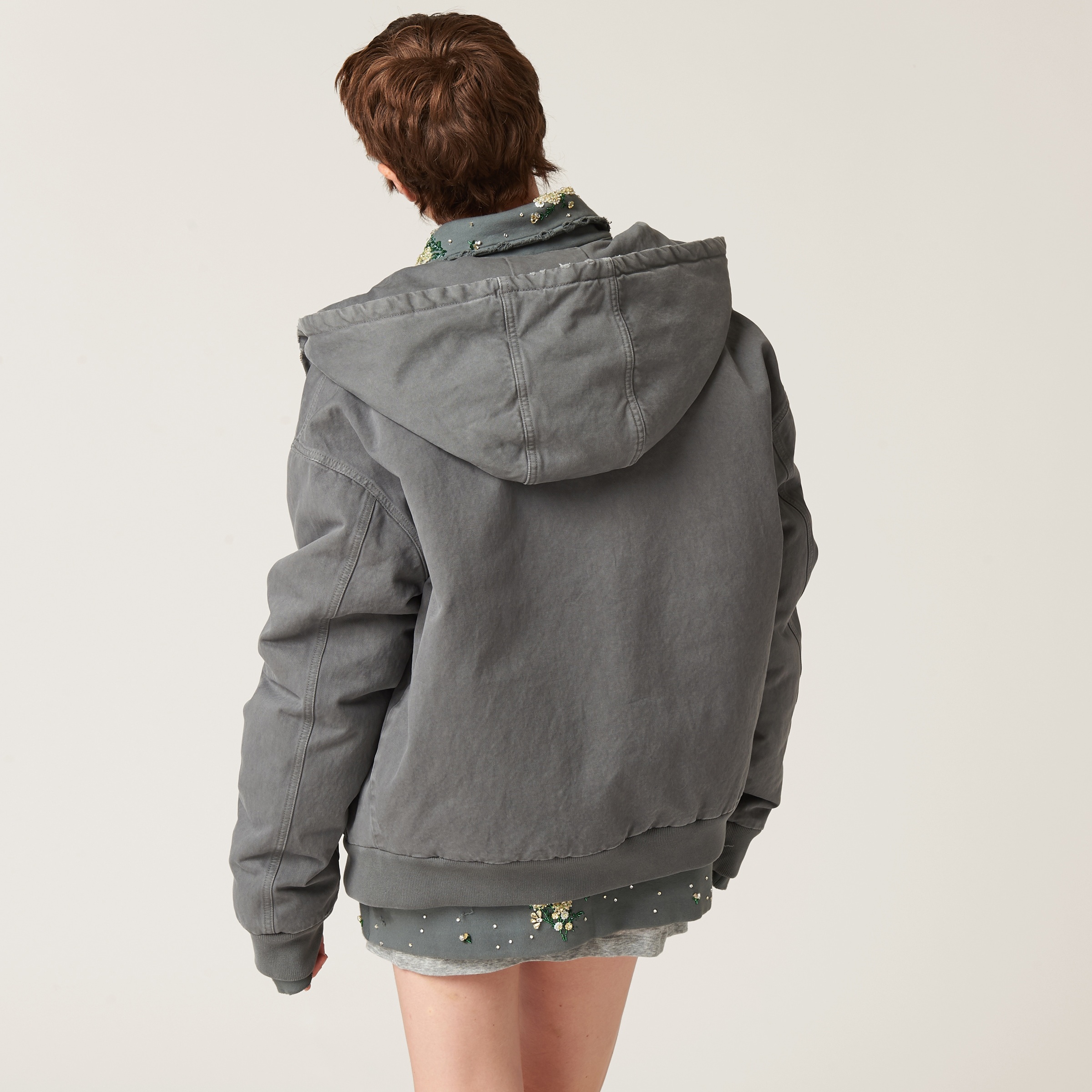 Miu Miu Garment-dyed blouson jacket with embroidered logo | REVERSIBLE