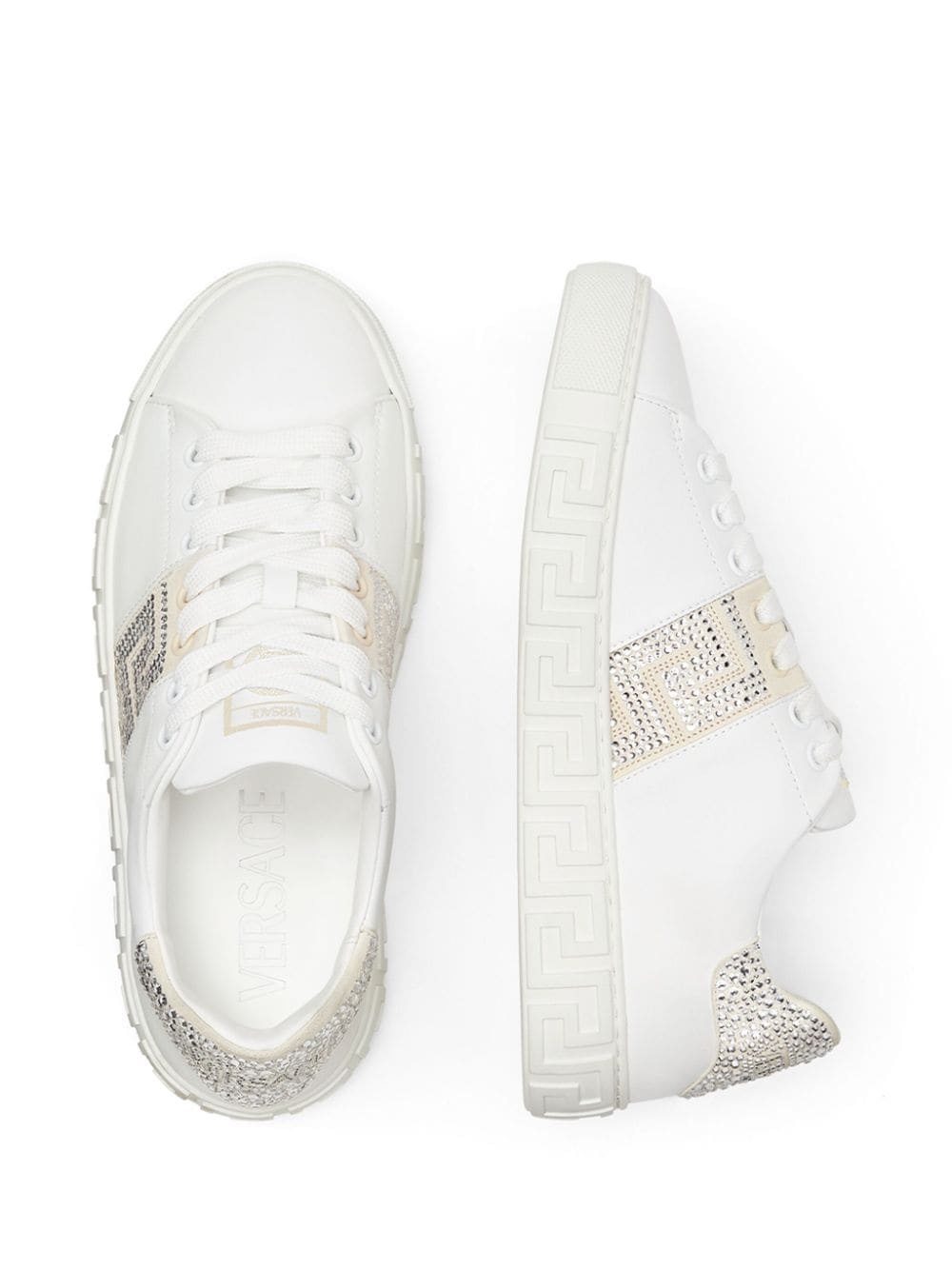 Crystal Greca leather sneakers - 3