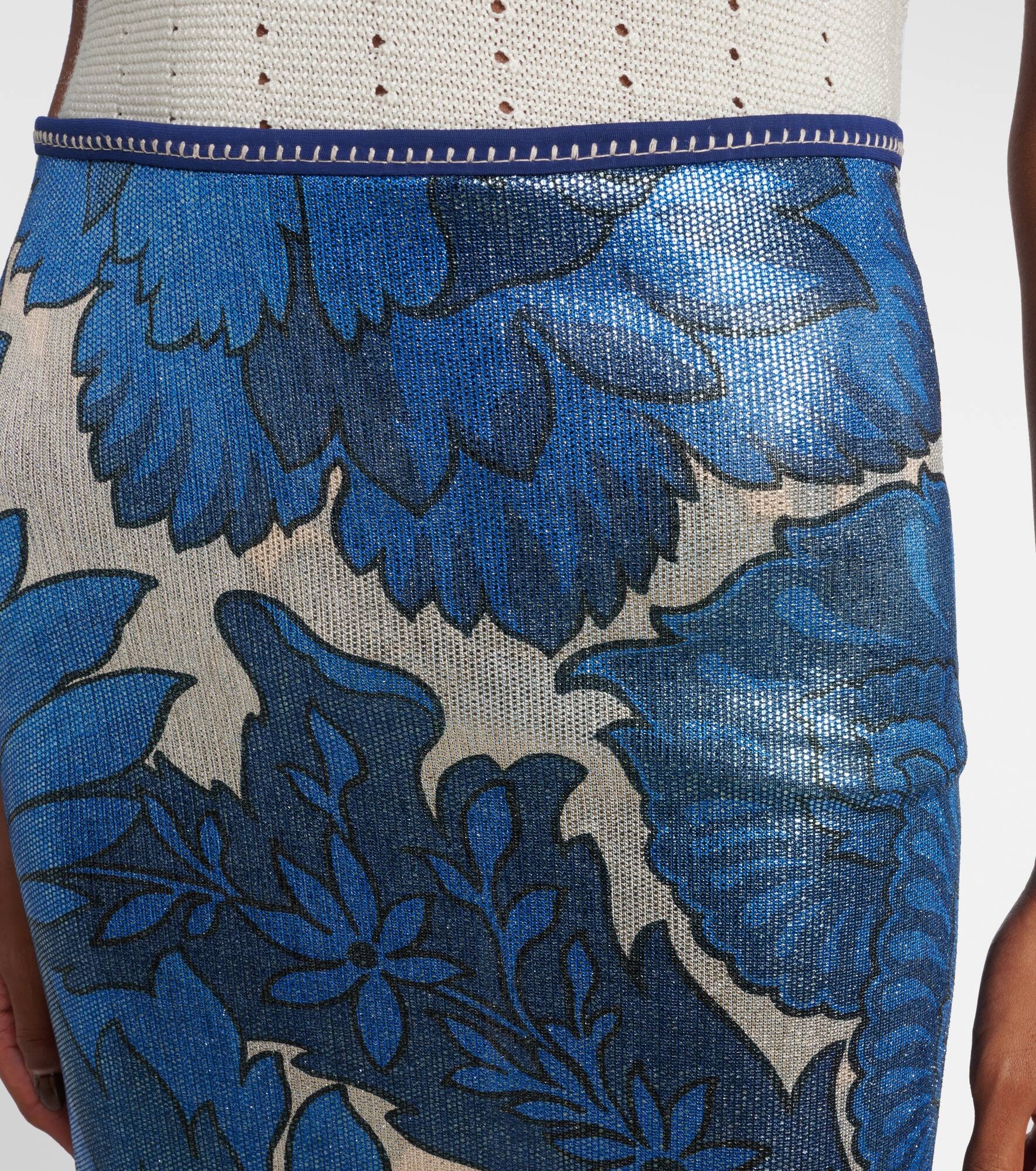 Printed asymmetric lamé maxi skirt - 4