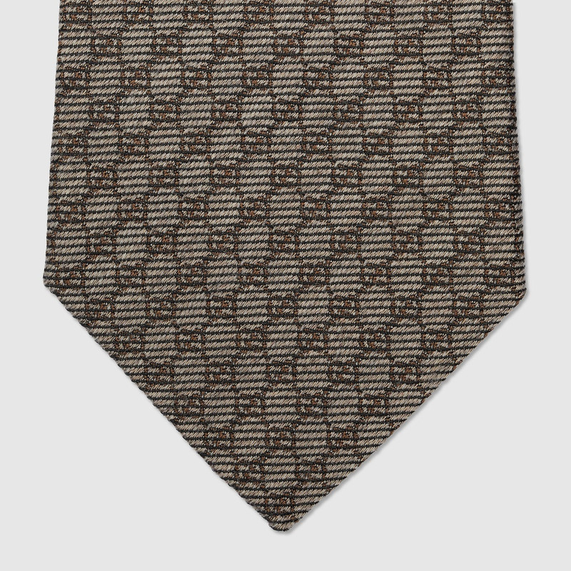 Interlocking G silk wool jacquard tie 4