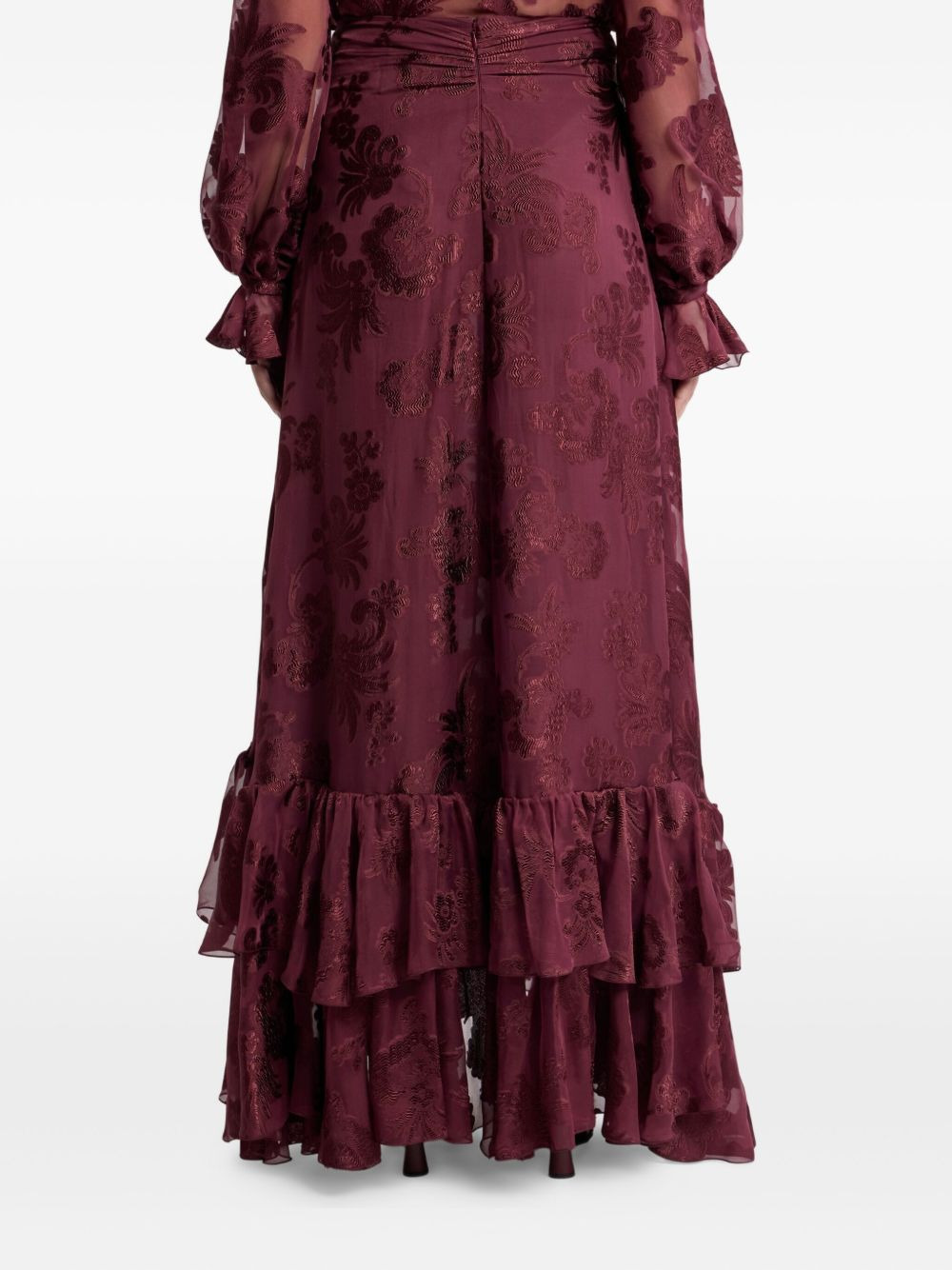floral-print ruffled maxi skirt - 4