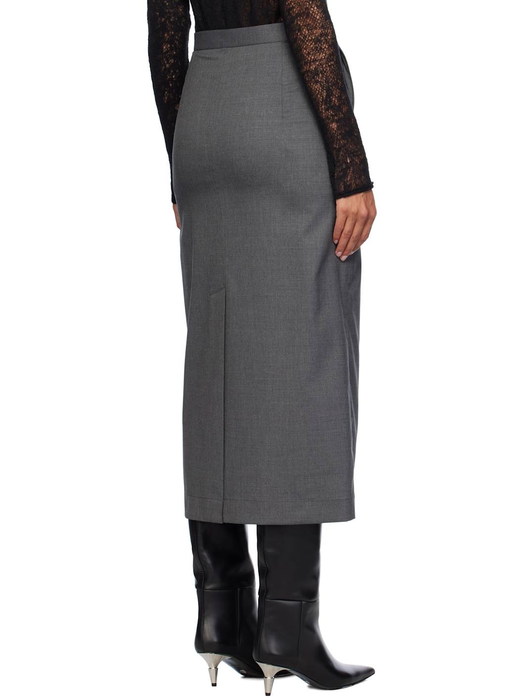Gray Suiting Midi Skirt - 3