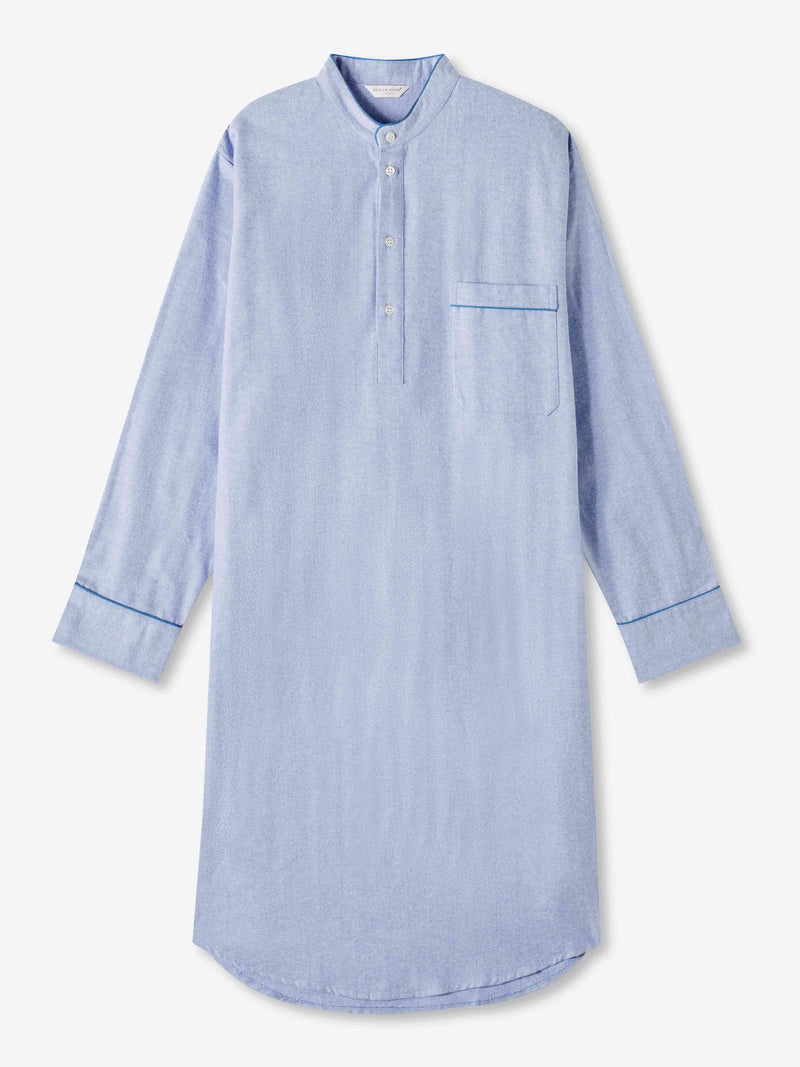 Men's Nightshirt Arran 24 Brushed Cotton Blue - 1