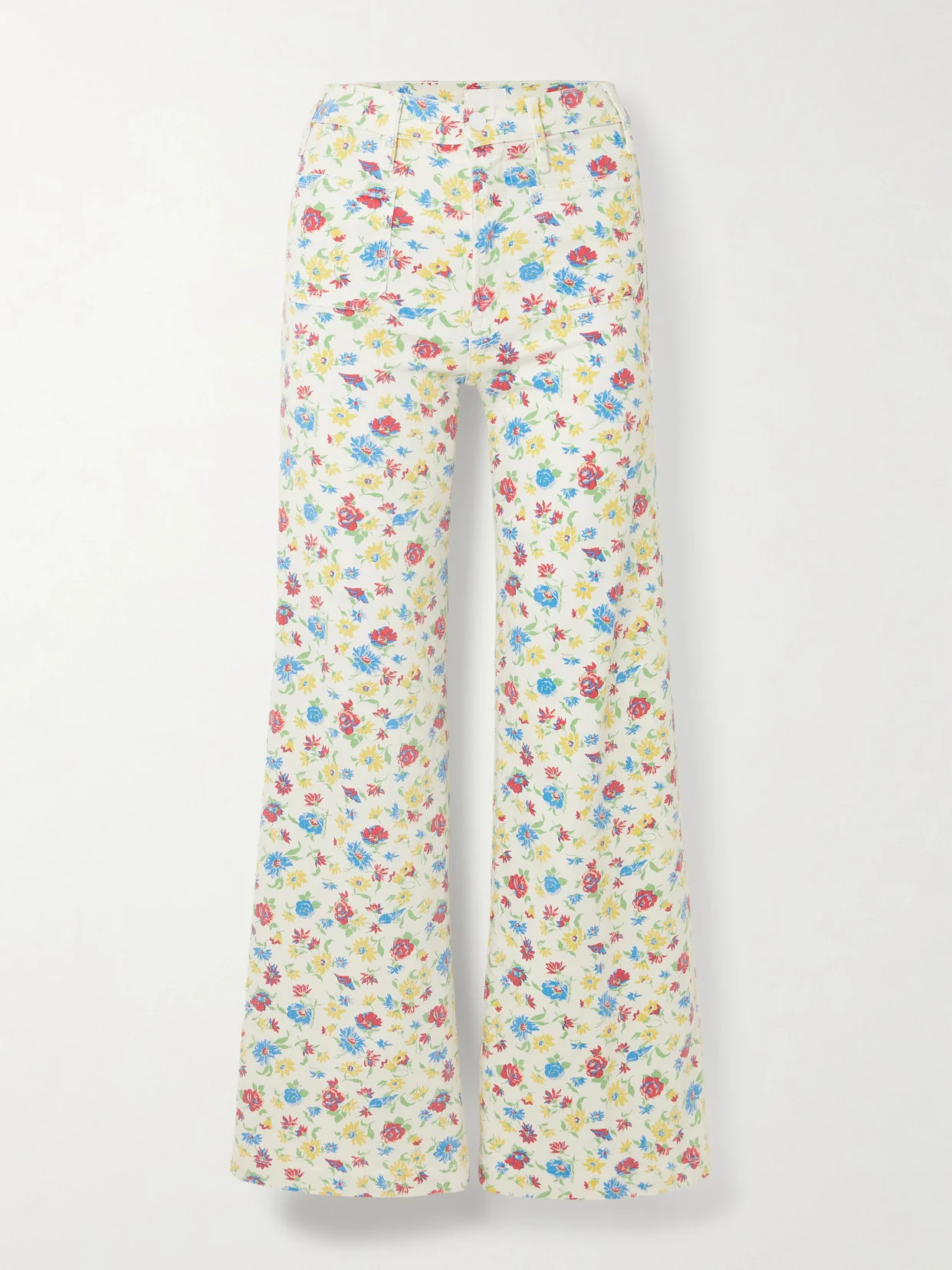 Hustler Roller Patch Pocket Floral-print High-rise Bootcut Jeans - 1