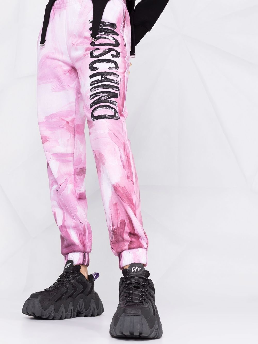 abstract-print branded track trousers - 5