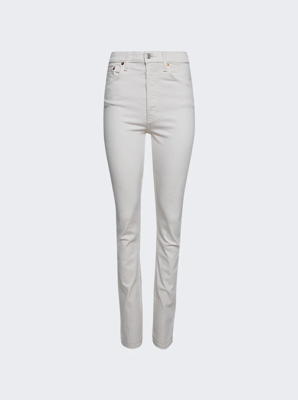 70s High Rise Skinny Boot Jeans Vintage White - 1