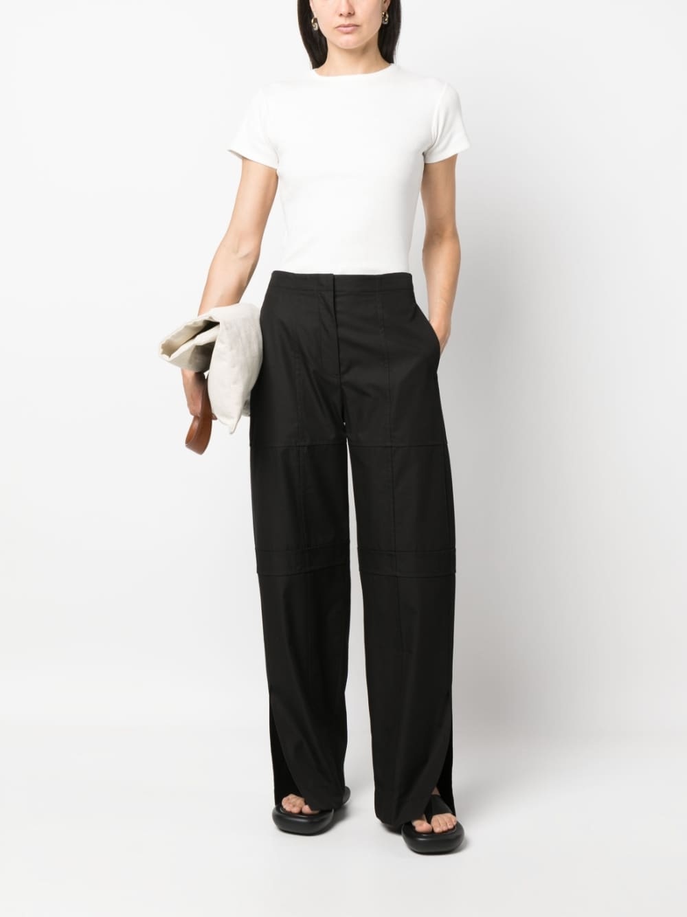 panelled straight-leg cut trousers - 2