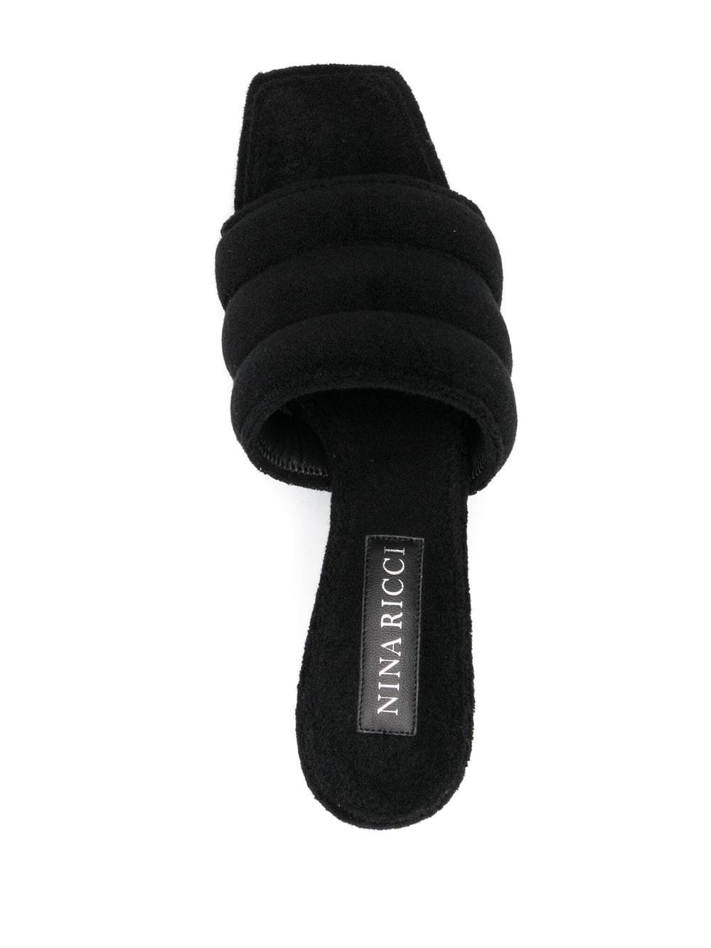 towelling square-toe mules - 4