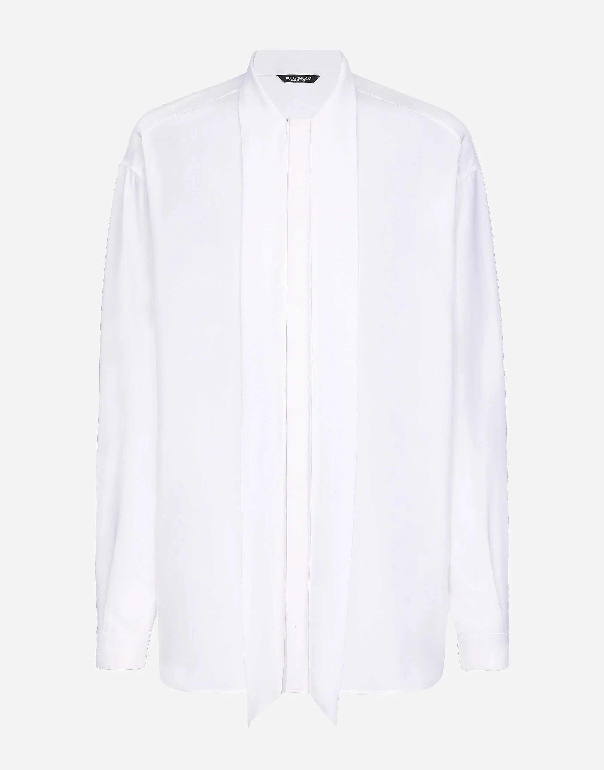 Crepe de chine silk shirt with scarf detail - 1