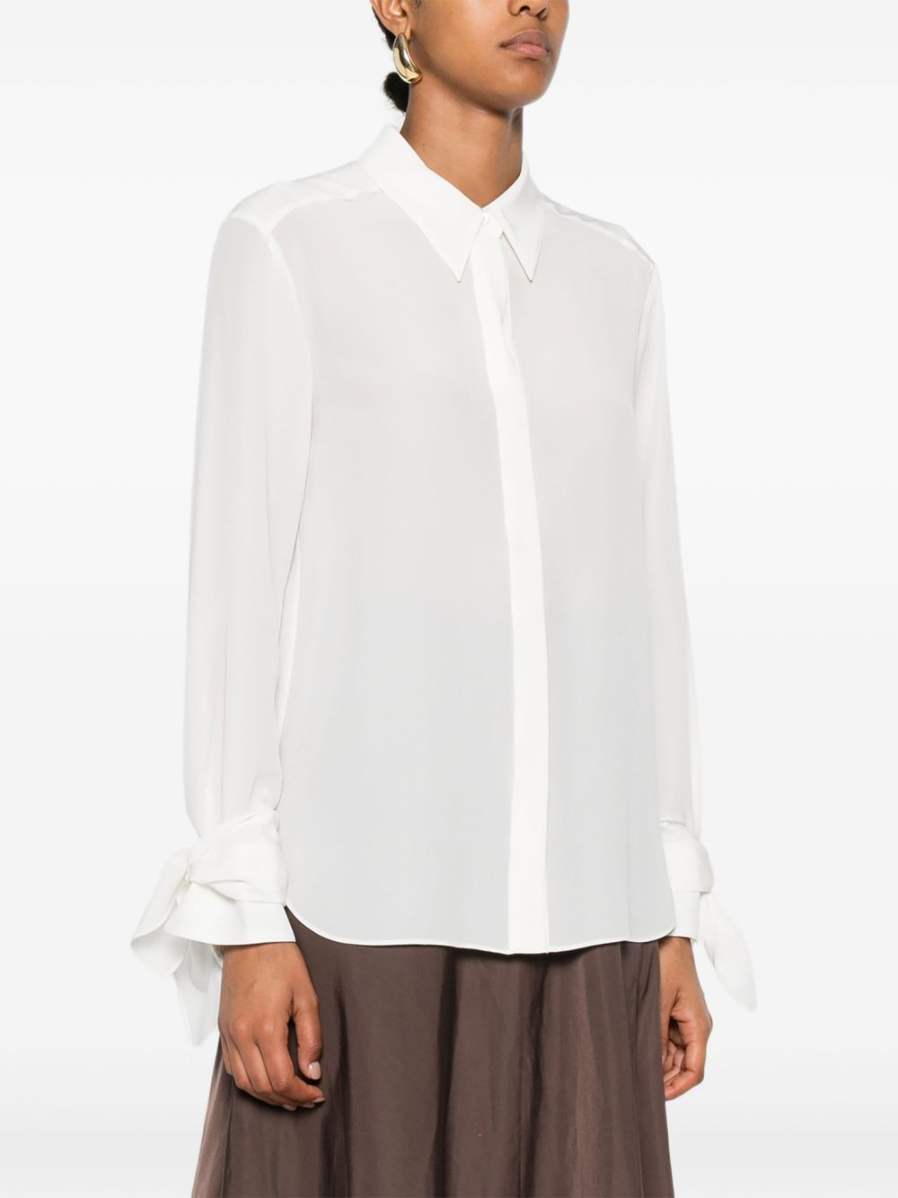 tie-cuff crepe top - 3