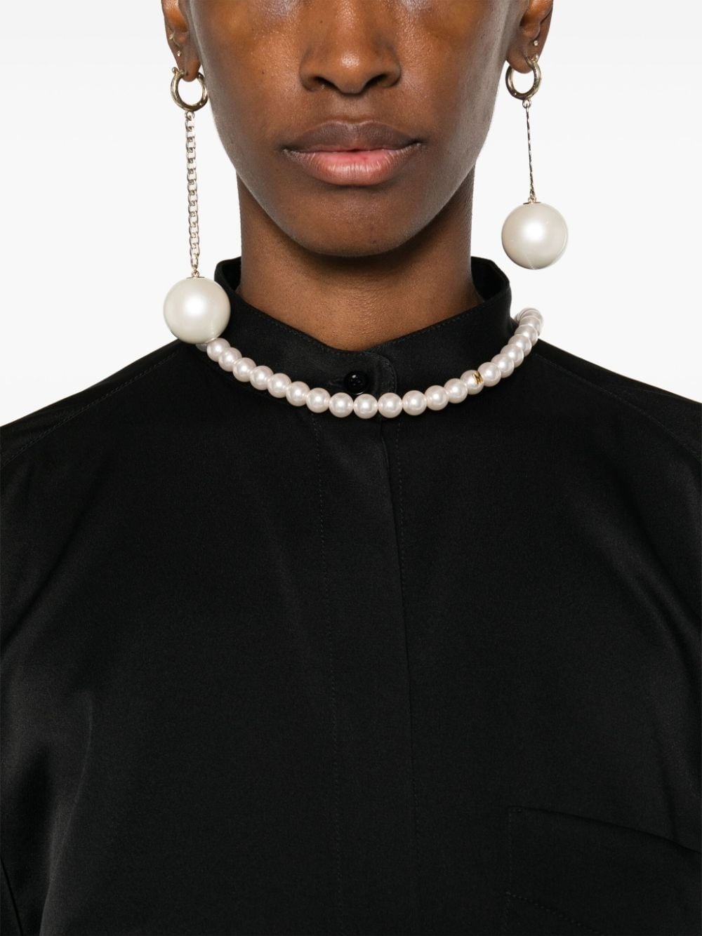 faux-pearl shirt dress - 5
