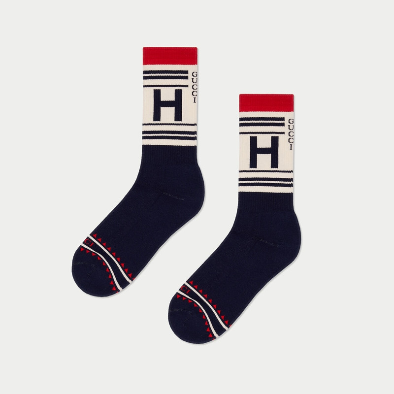 Gucci HA HA HA striped cotton socks 4