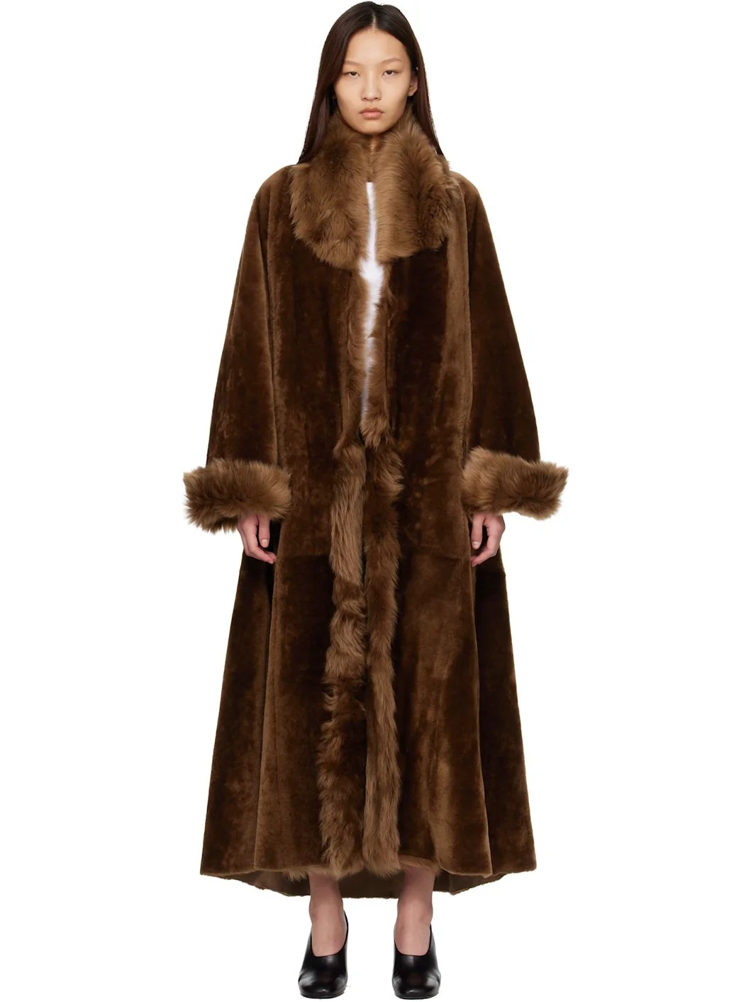 Brown Sima Shearling Coat - 1