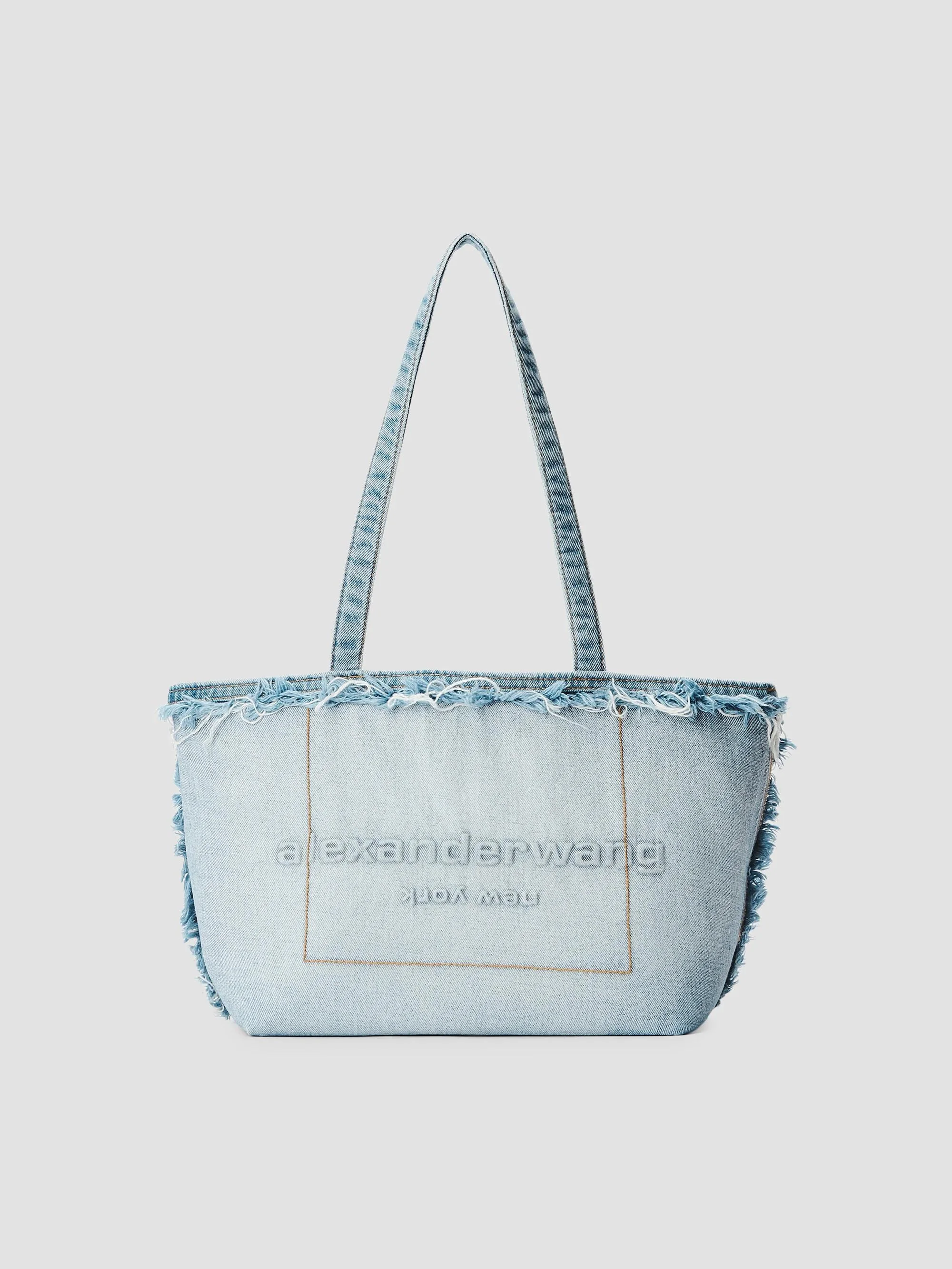 Women's Punch Medium Frayed Denim Tote Bag - Bleach Blue - 1