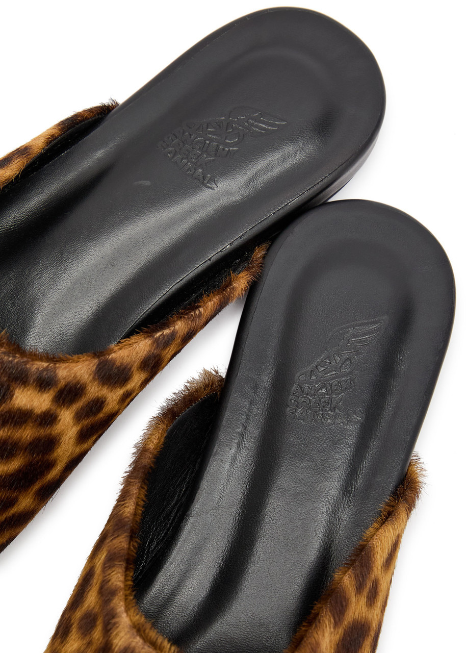 Ancient Greek Sandals The Slipper Leopard-print Pony-hair Mules - 4