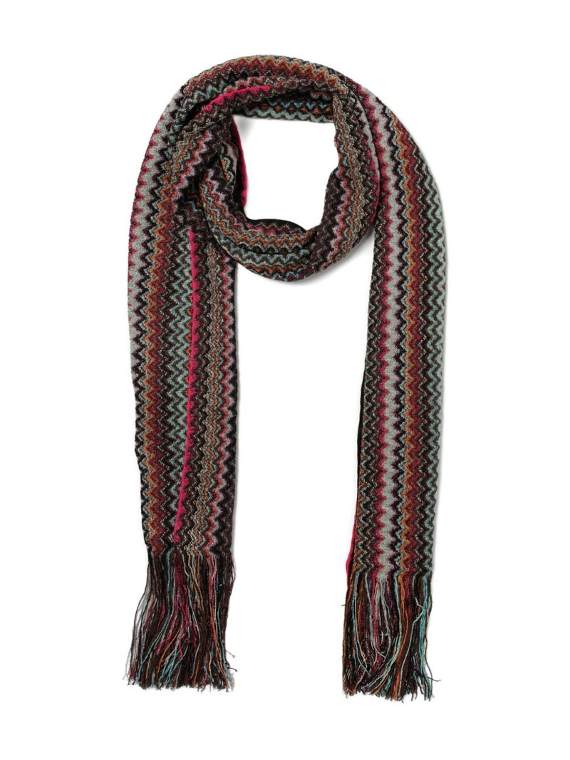 Missoni zigzag-pattern fringed scarf outlook