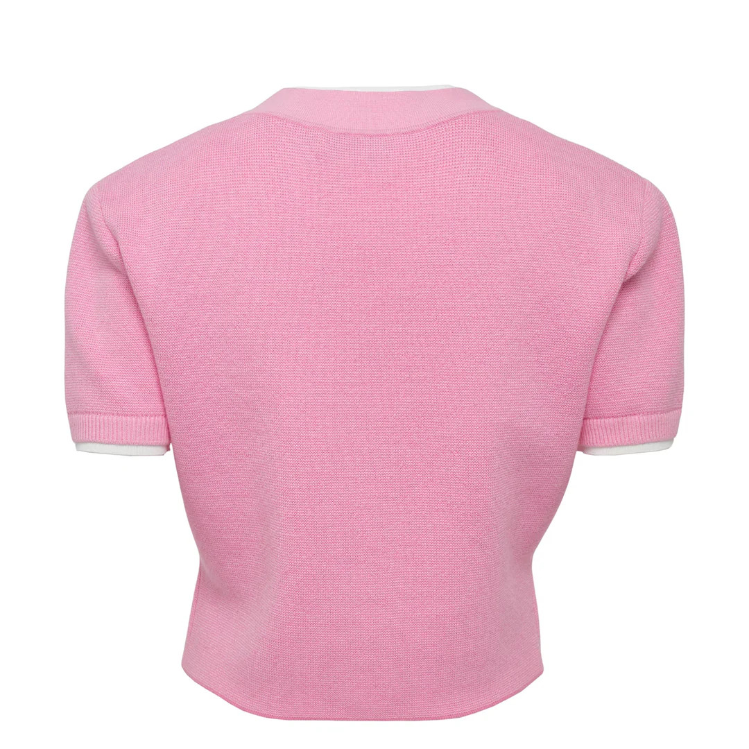 Pink Crochet Flower Knit Top - 2