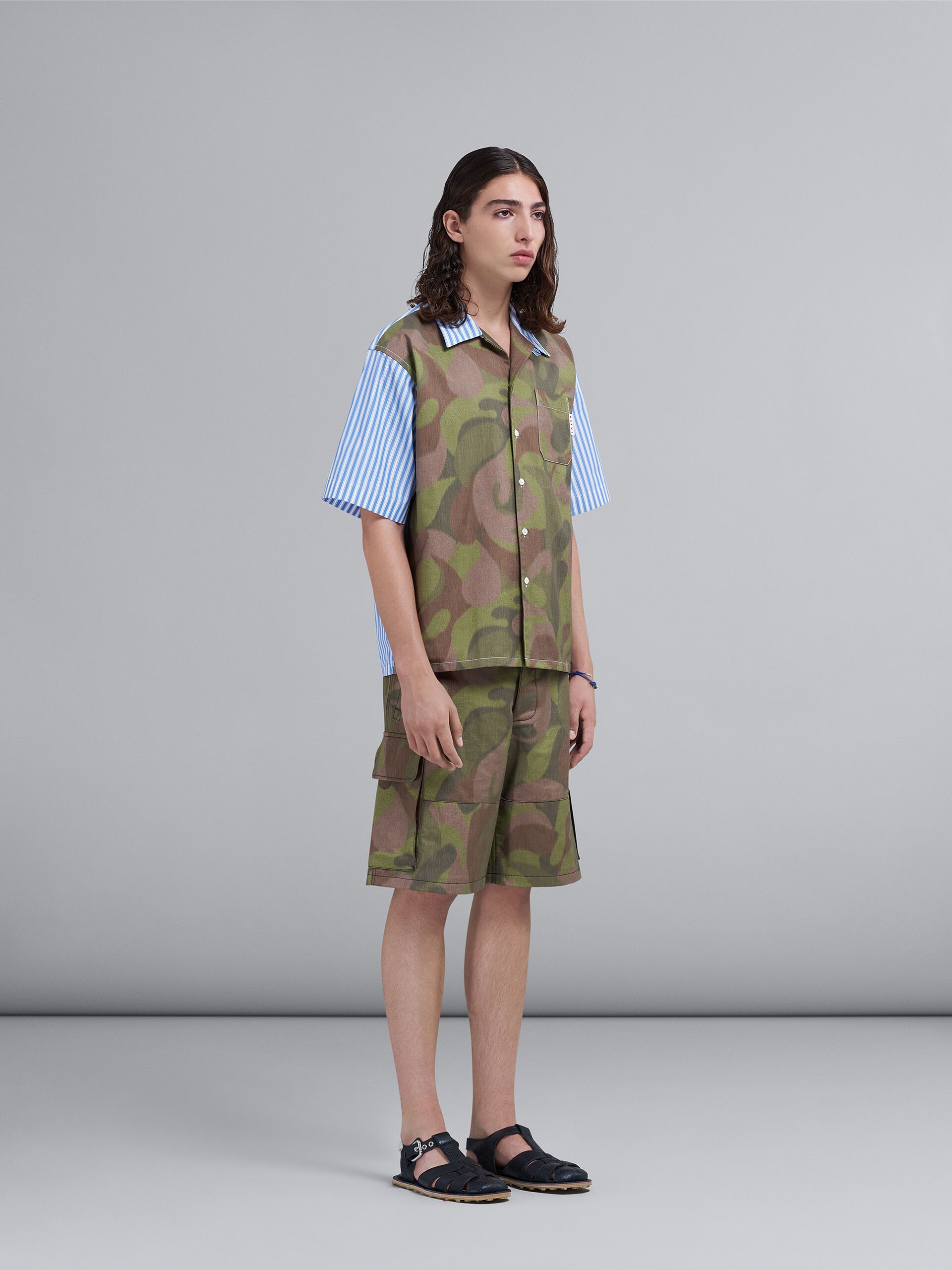 50S CAMO PRINT MIXED MATERIAL BOWLING SHIRT - 5
