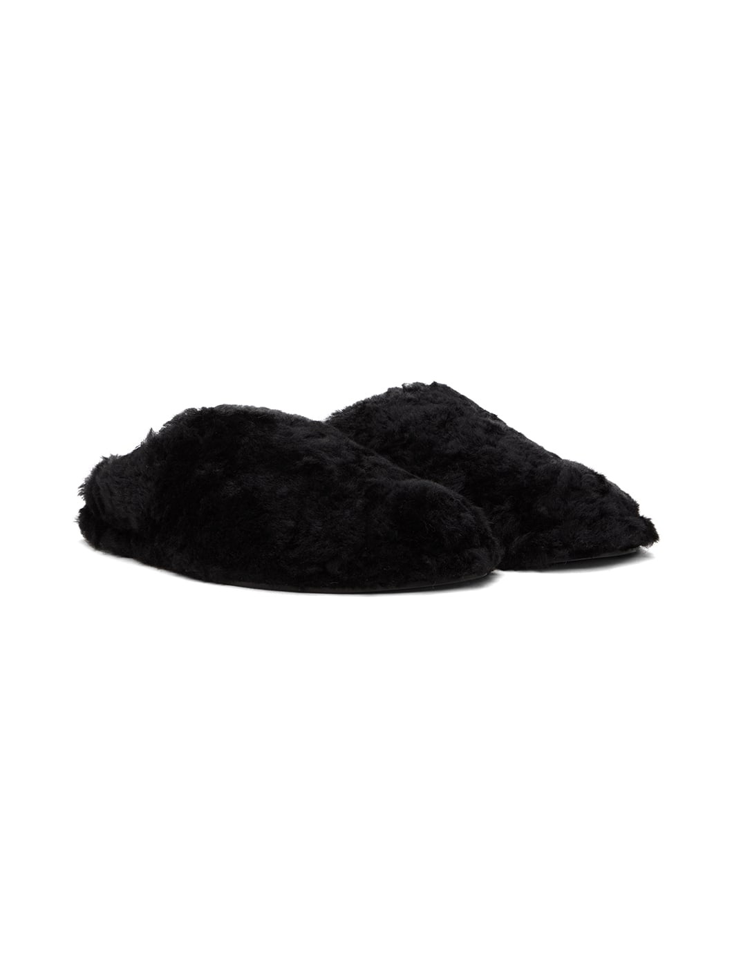 Black Shearling Slippers - 4