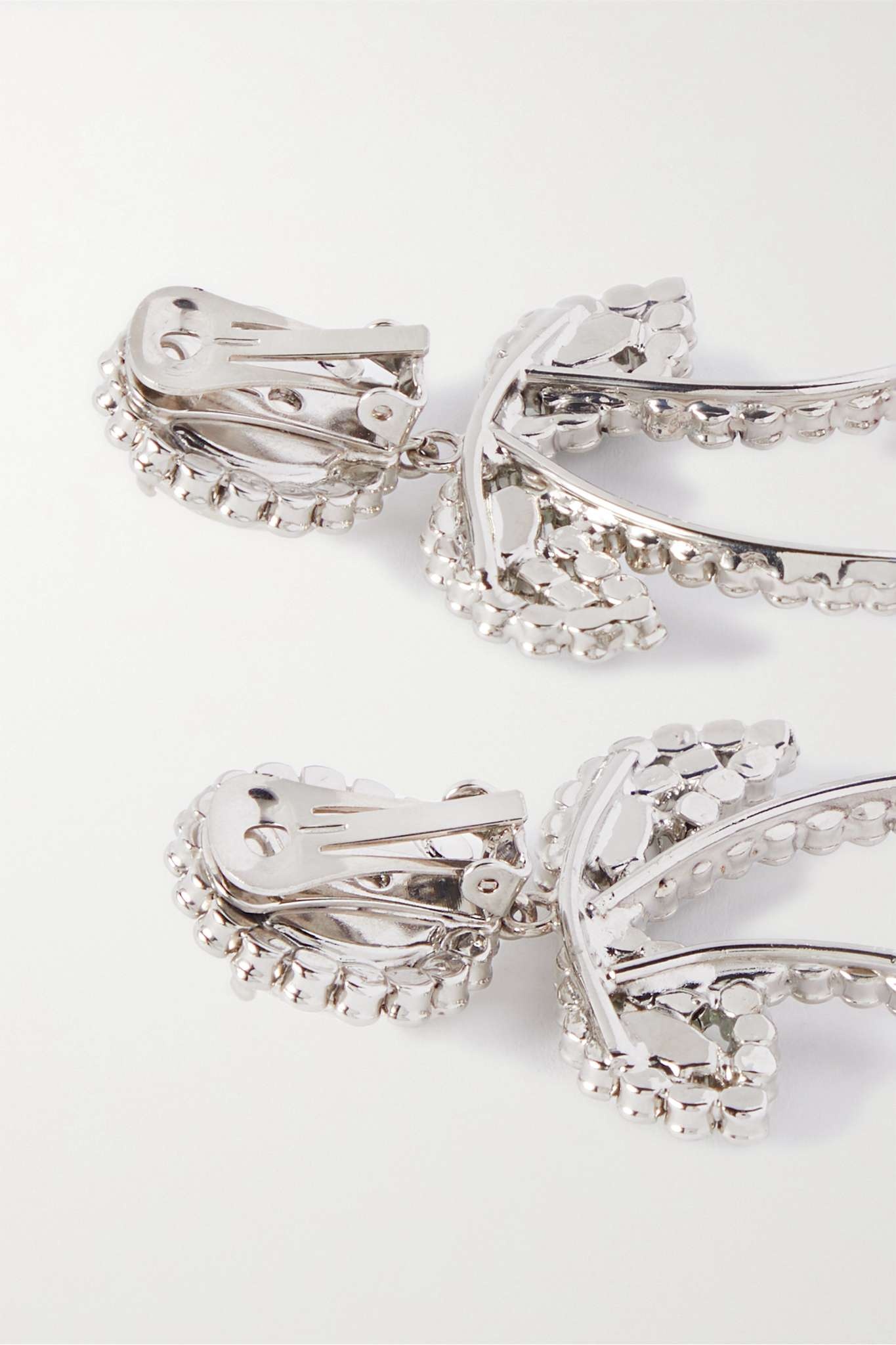 Cherry silver-tone crystal clip earrings - 3